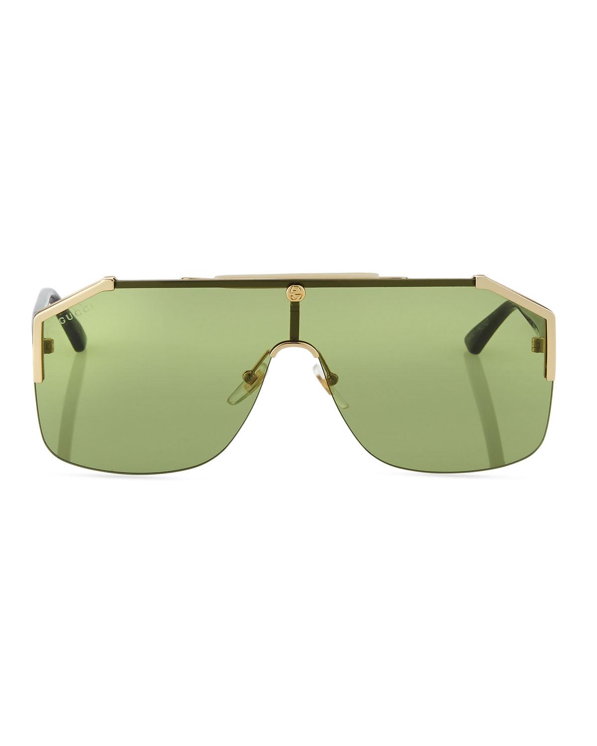 Gucci Geometric Metal Shield Sunglasses 