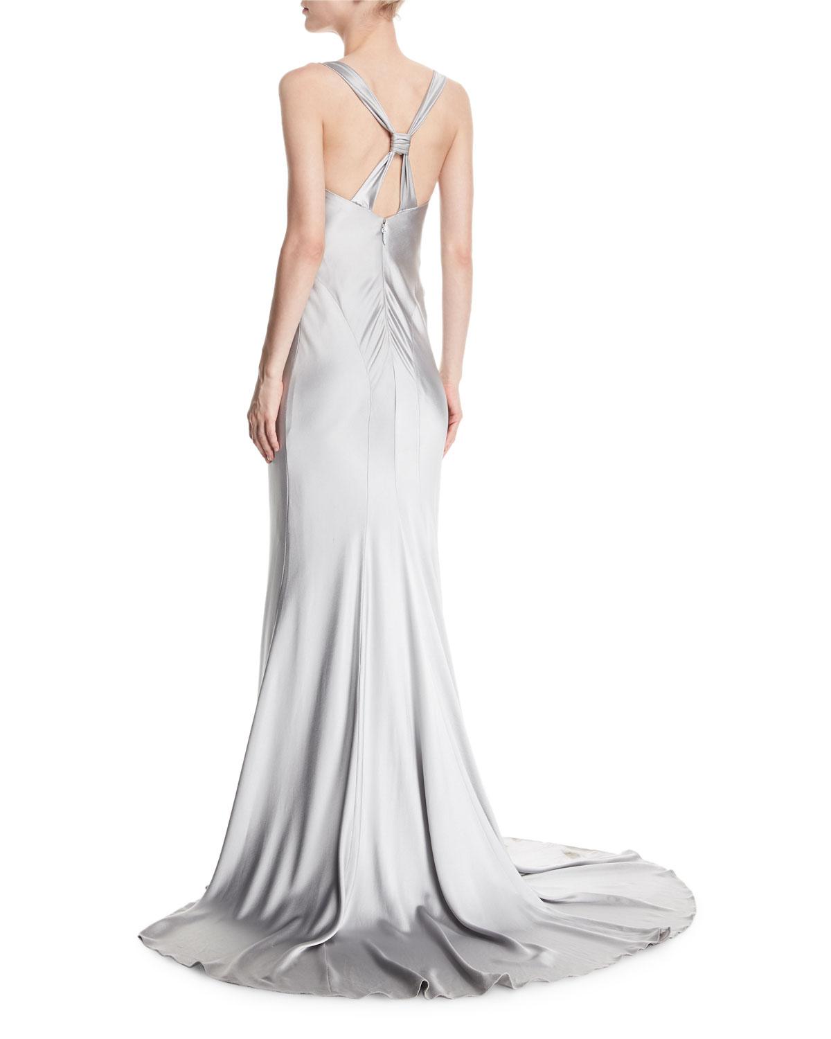 monique lhuillier silver gown