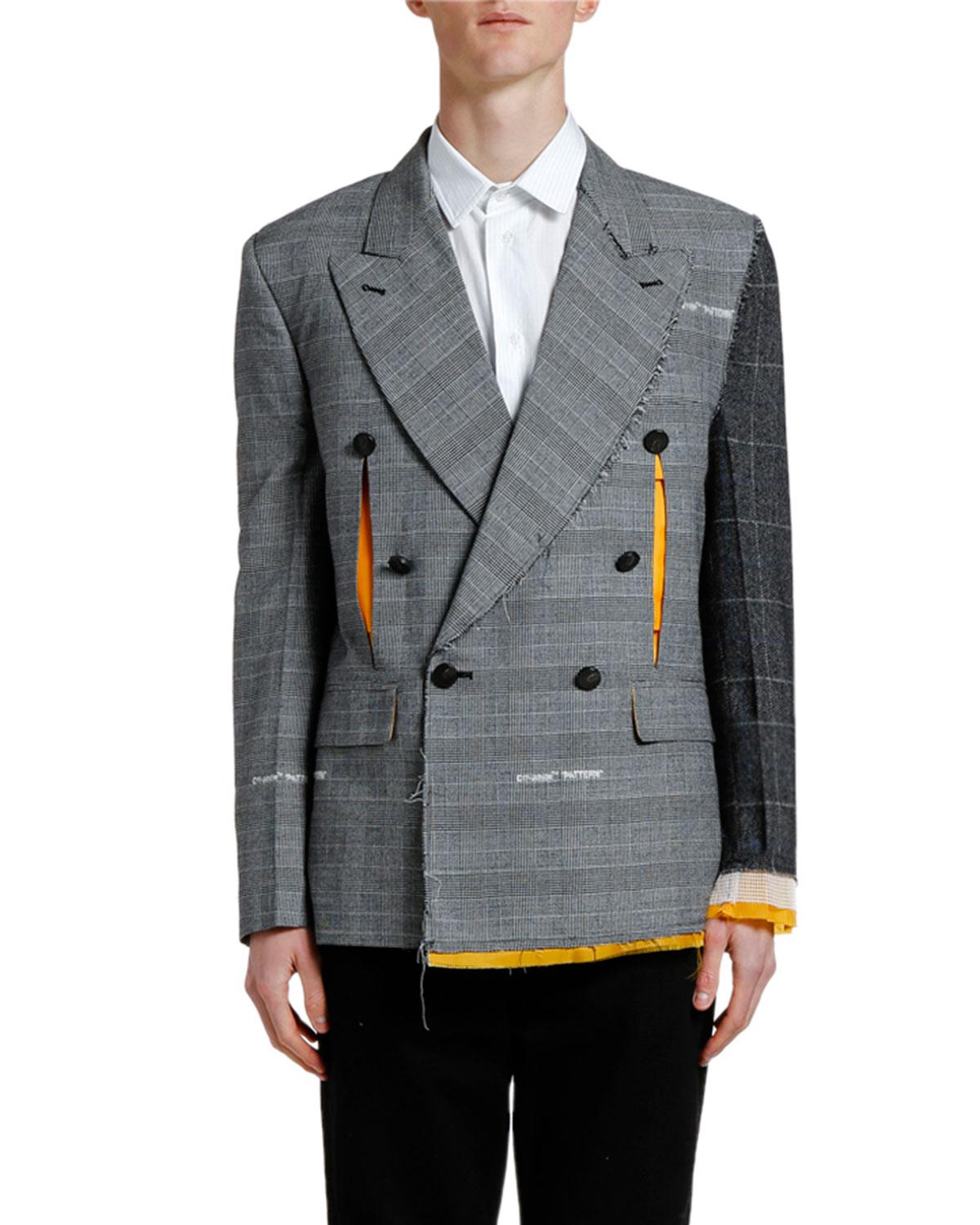 Off-White c/o Virgil Abloh Cotton Men's Reconstructed Double-breasted Jacket  in Gray for Men - Lyst