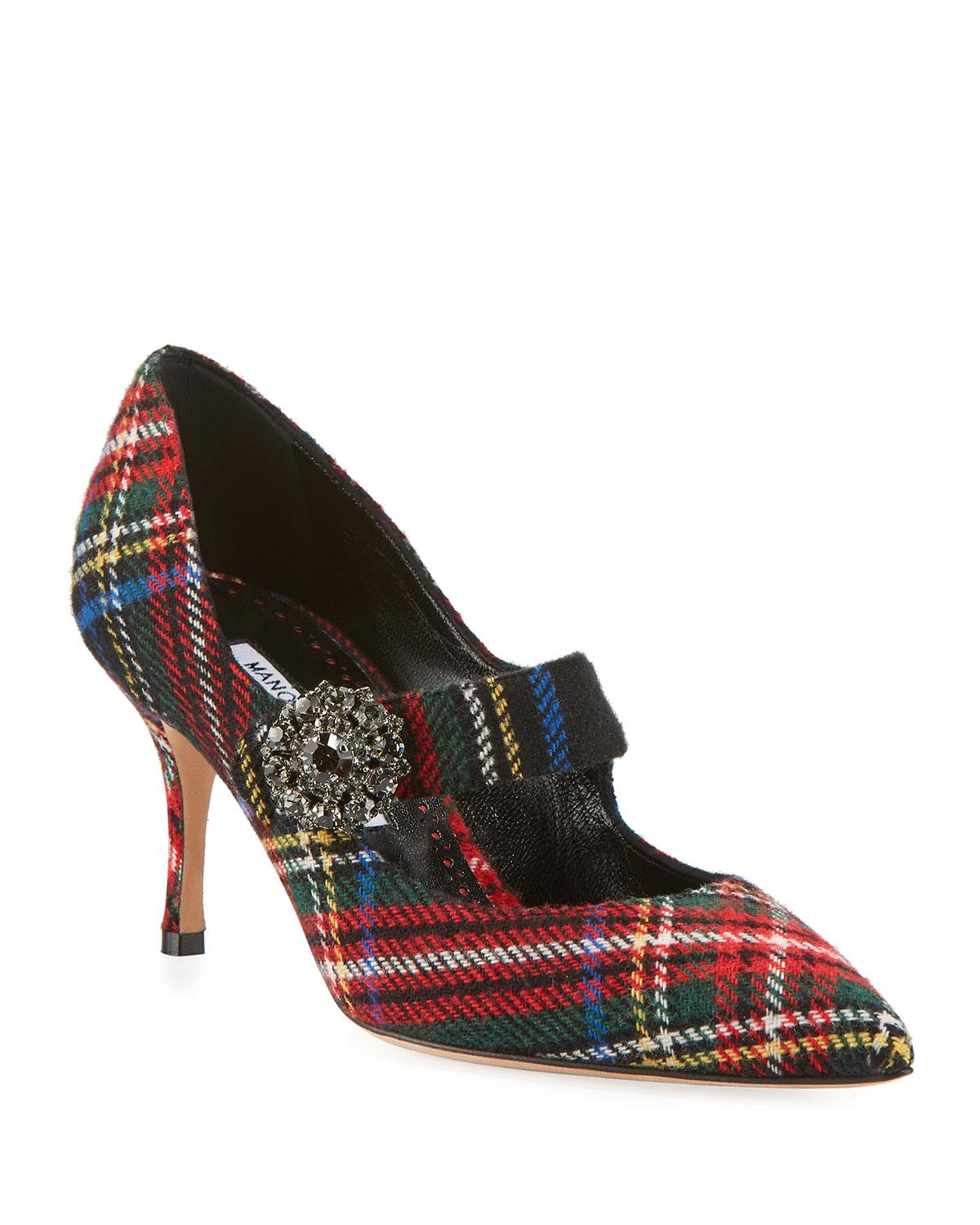 plaid mary janes