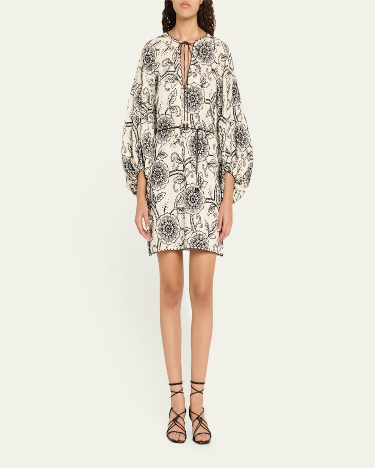【Zimmermann】Tallow belted embroidered linen mini dress Zimmermann Tallow Belted Embroidered Linen Mini Dress In