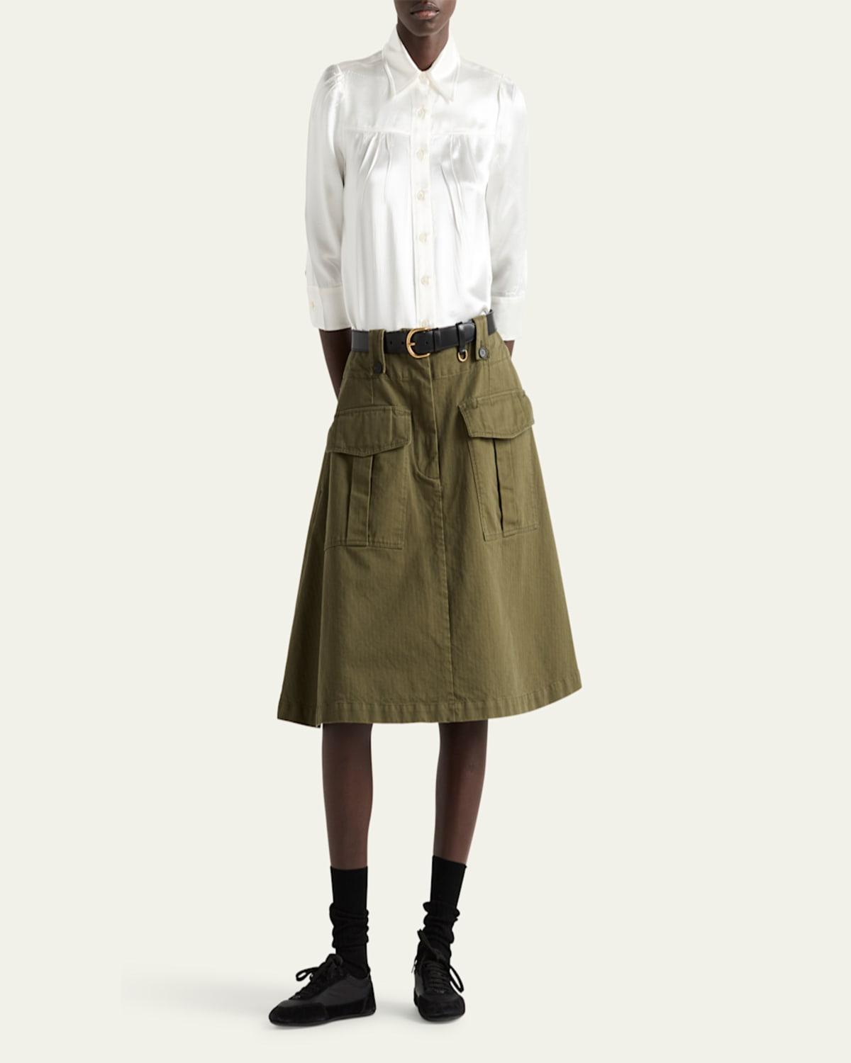 Prada Full Cargo Skirt in Green | Lyst