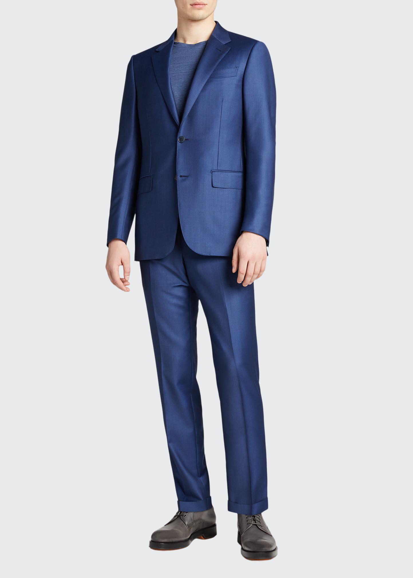 Ermenegildo Zegna Sharkskin Wool Two-piece Suit in Blue for Men | Lyst