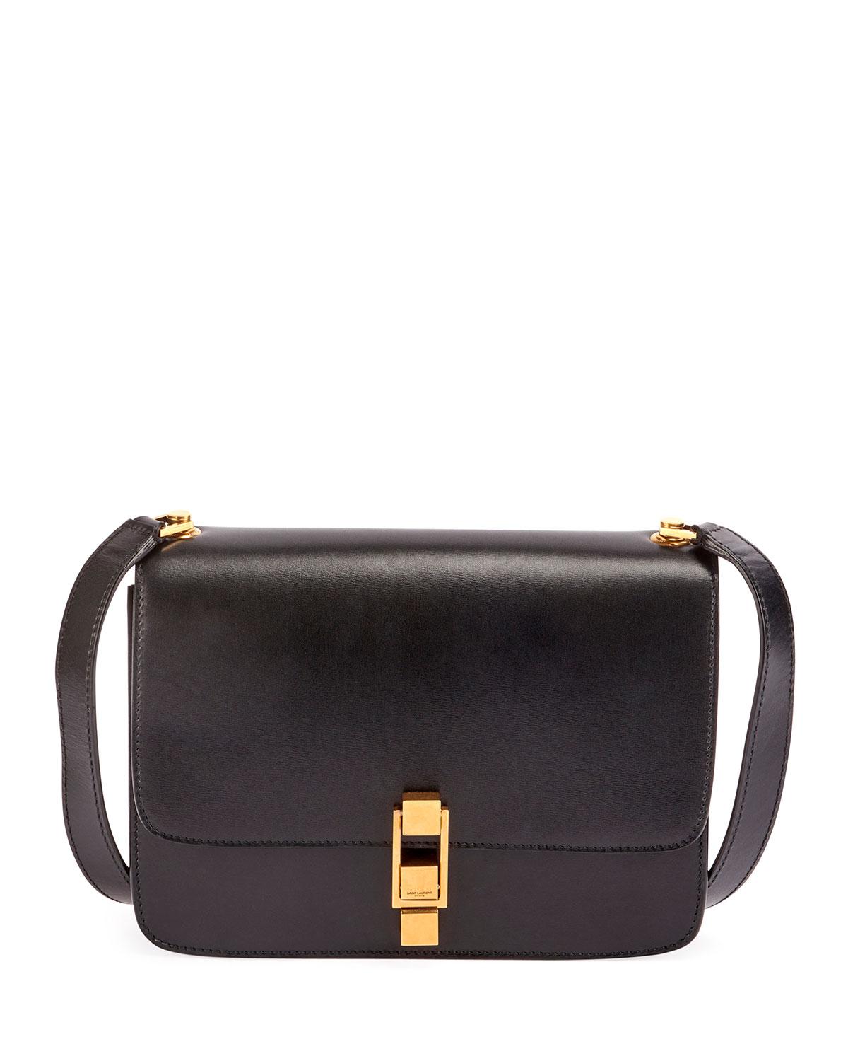 Saint Laurent Carre Leather Shoulder Bag in Black - Lyst