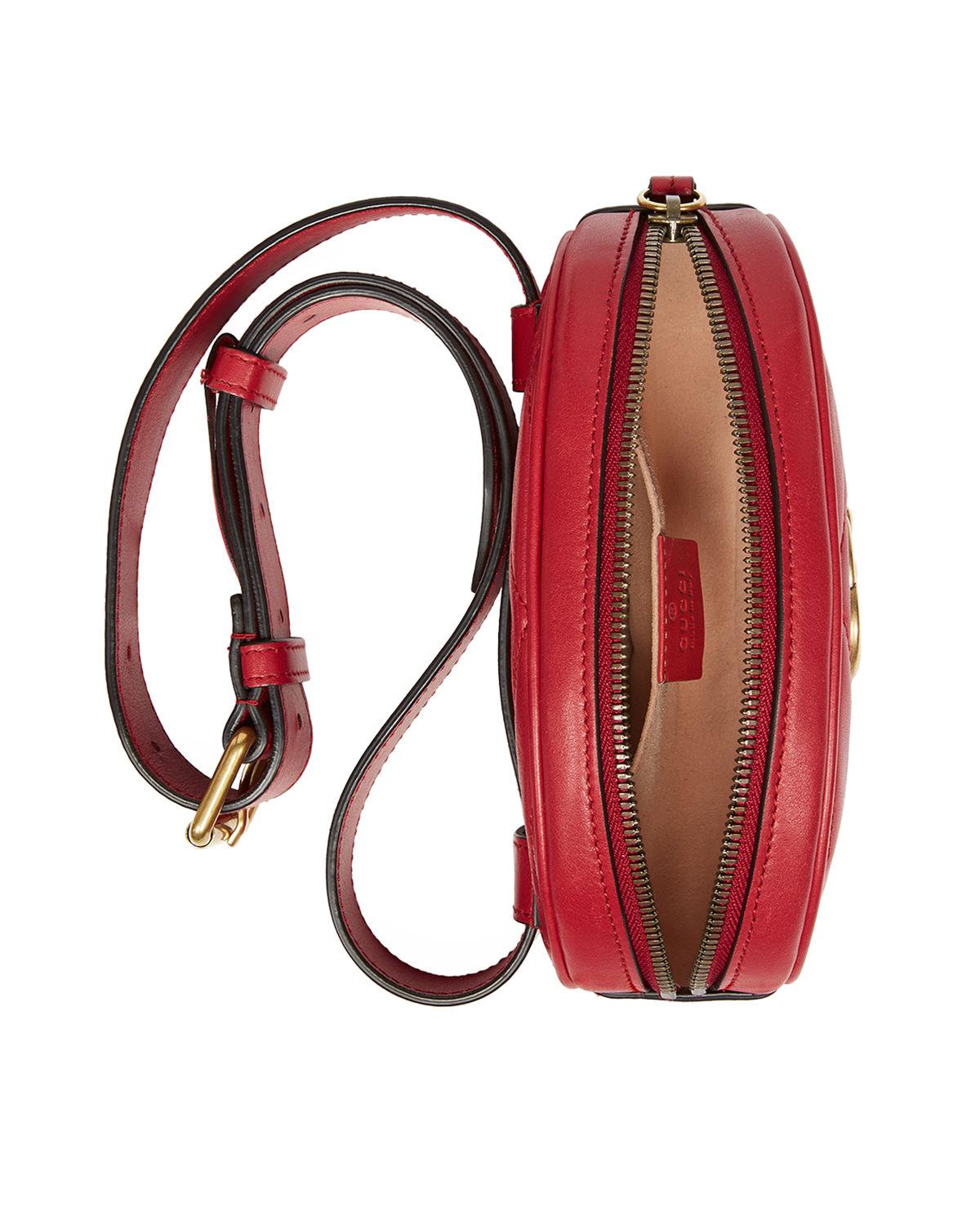 Lyst - Gucci Gg Marmont Small Quilted Leather Belt Bag in Red