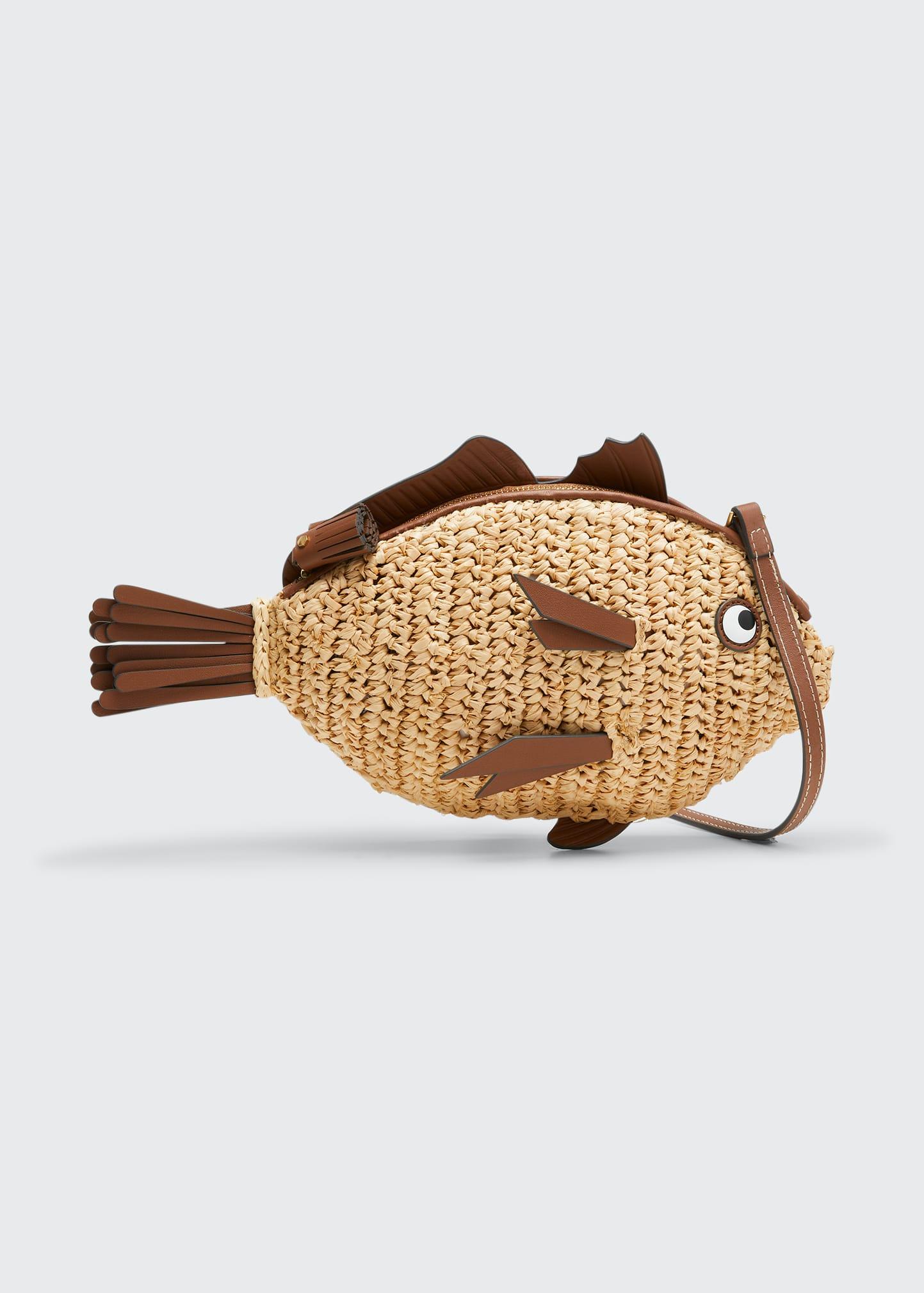 Anya Hindmarch Fish Raffia Clutch Bag in Natural Lyst
