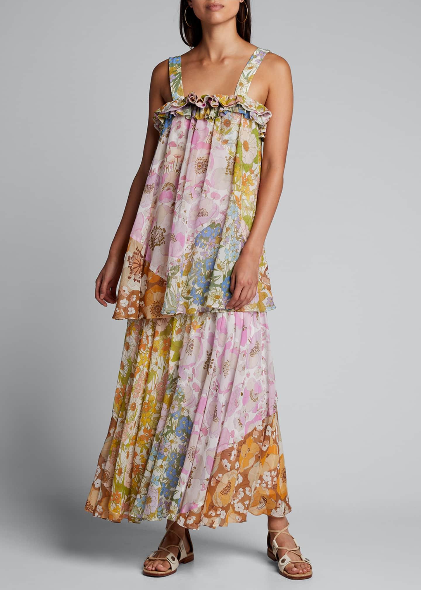 Zimmermann Super 8 Floral Tiered Silkblend Maxi Dress Lyst