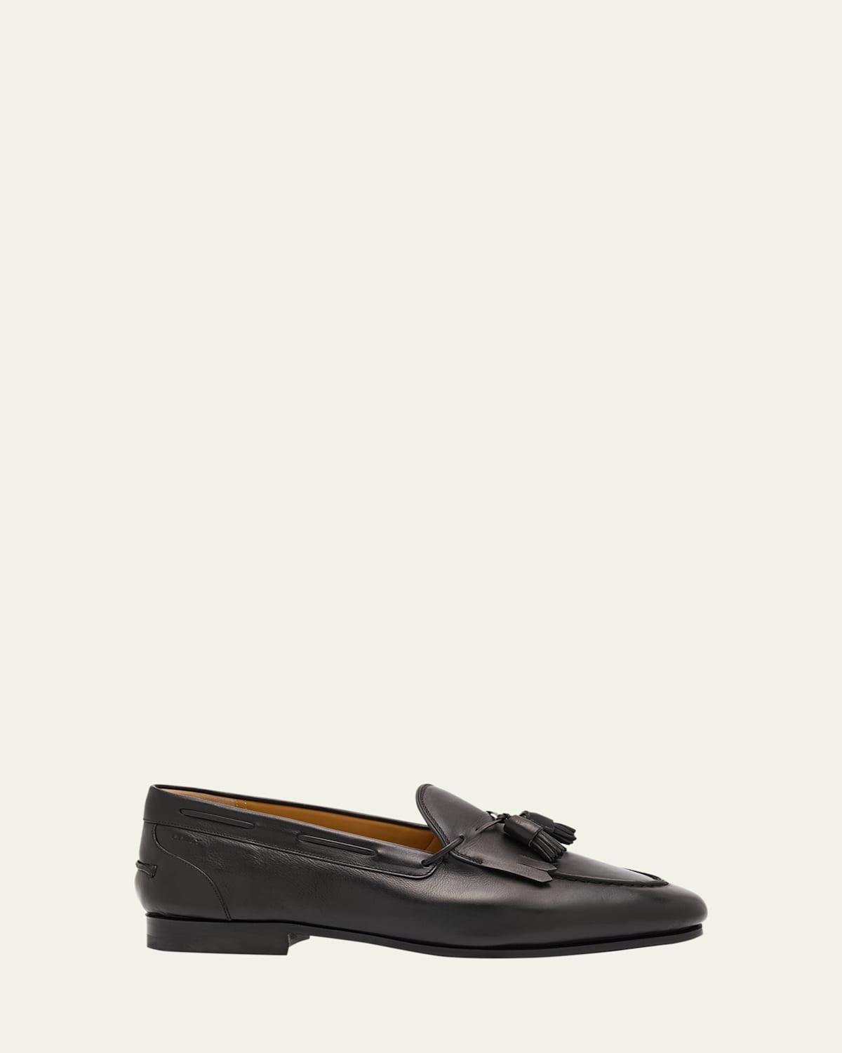Bally Kiltie Loafers Men 12 Black Leather Fringe Swiss Made Bally Men main image 3