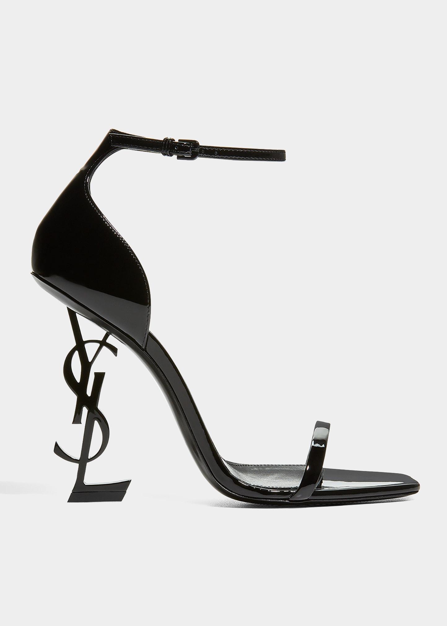 Saint Laurent Opyum Ysl Logo-heel Sandals With Black Hardware | Lyst