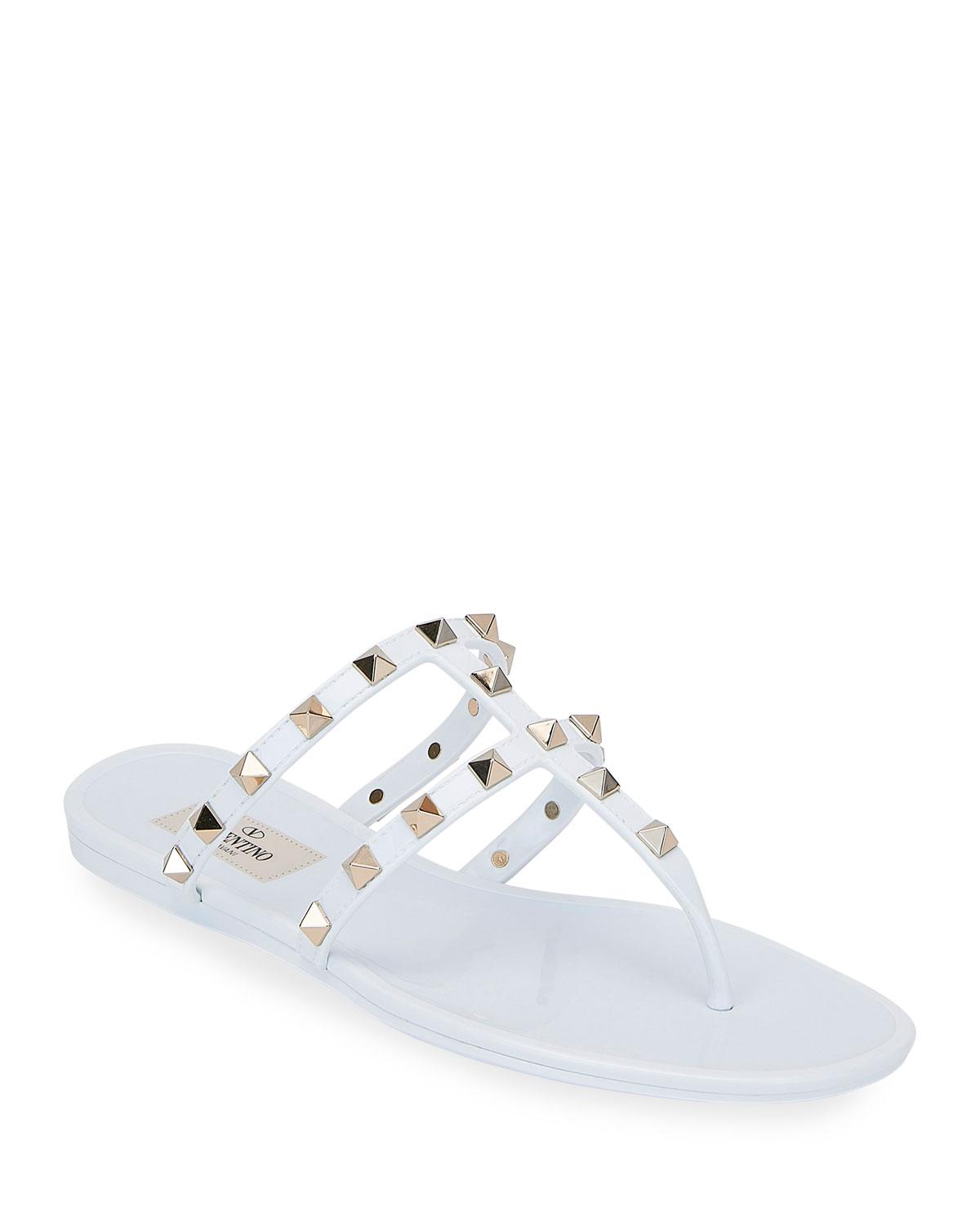 valentino white rockstud sandals