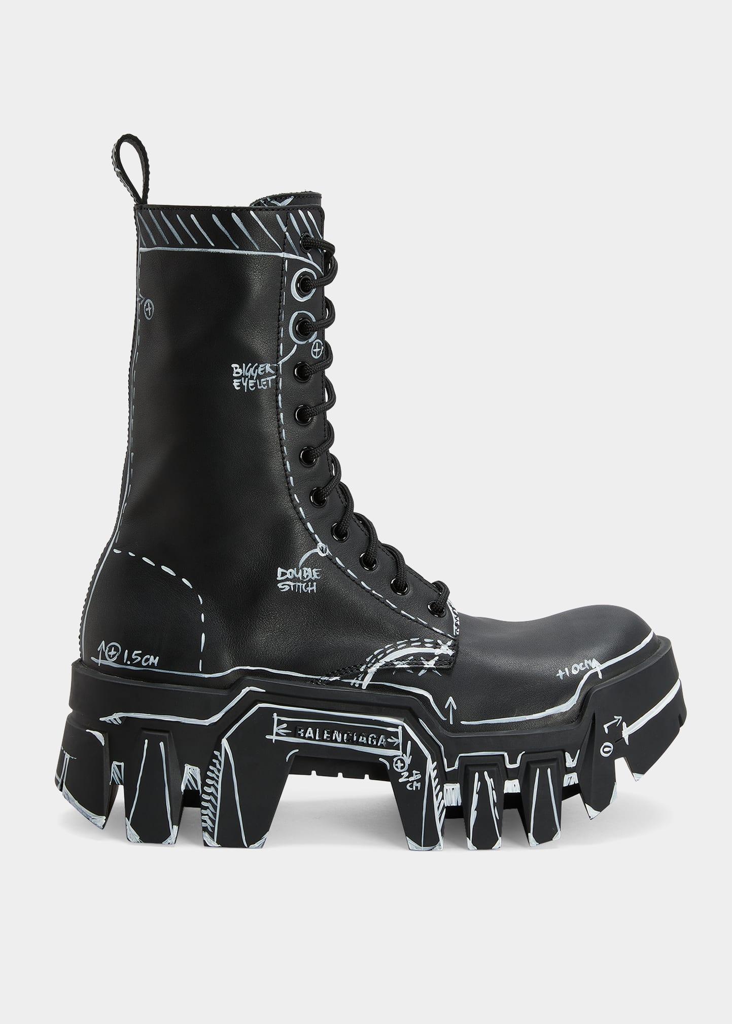 Balenciaga Bulldozer Marker Lug-sole Boots in Black for Men | Lyst