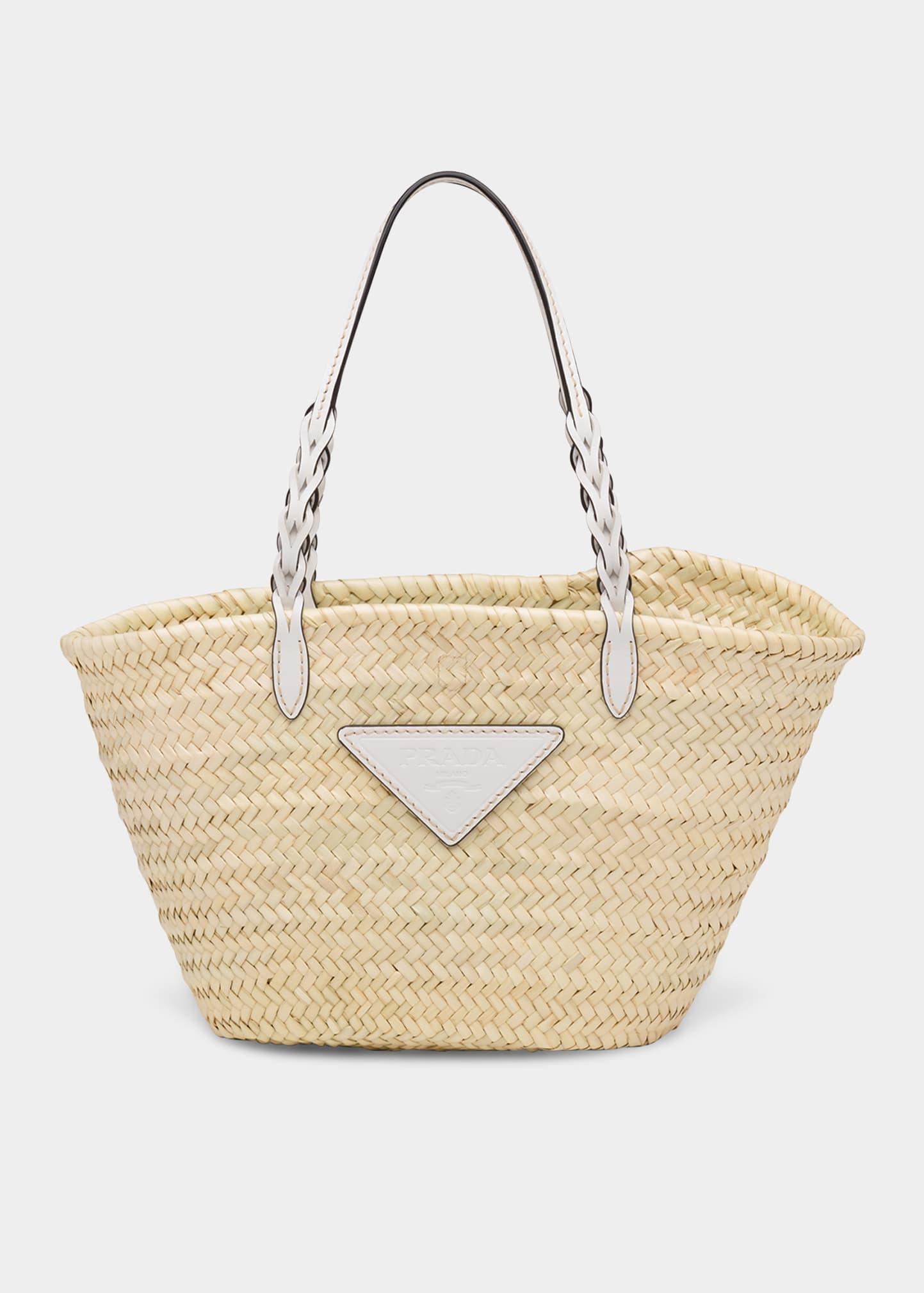 Prada Woven Straw Basket Tote Bag in Natural | Lyst