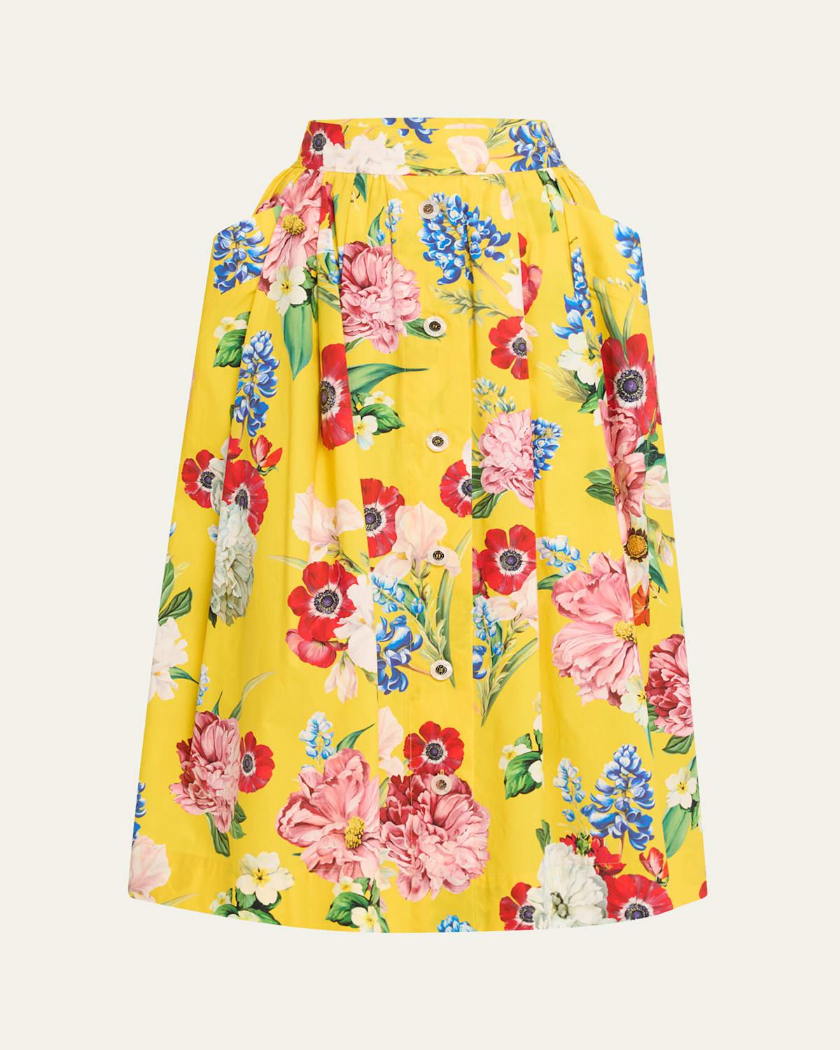 Dolce & Gabbana ローズ ミディ プリーツ スカート イエロー イエロー（黄色）系 M Dolce & Gabbana(ドルチェ&ガッバーナ