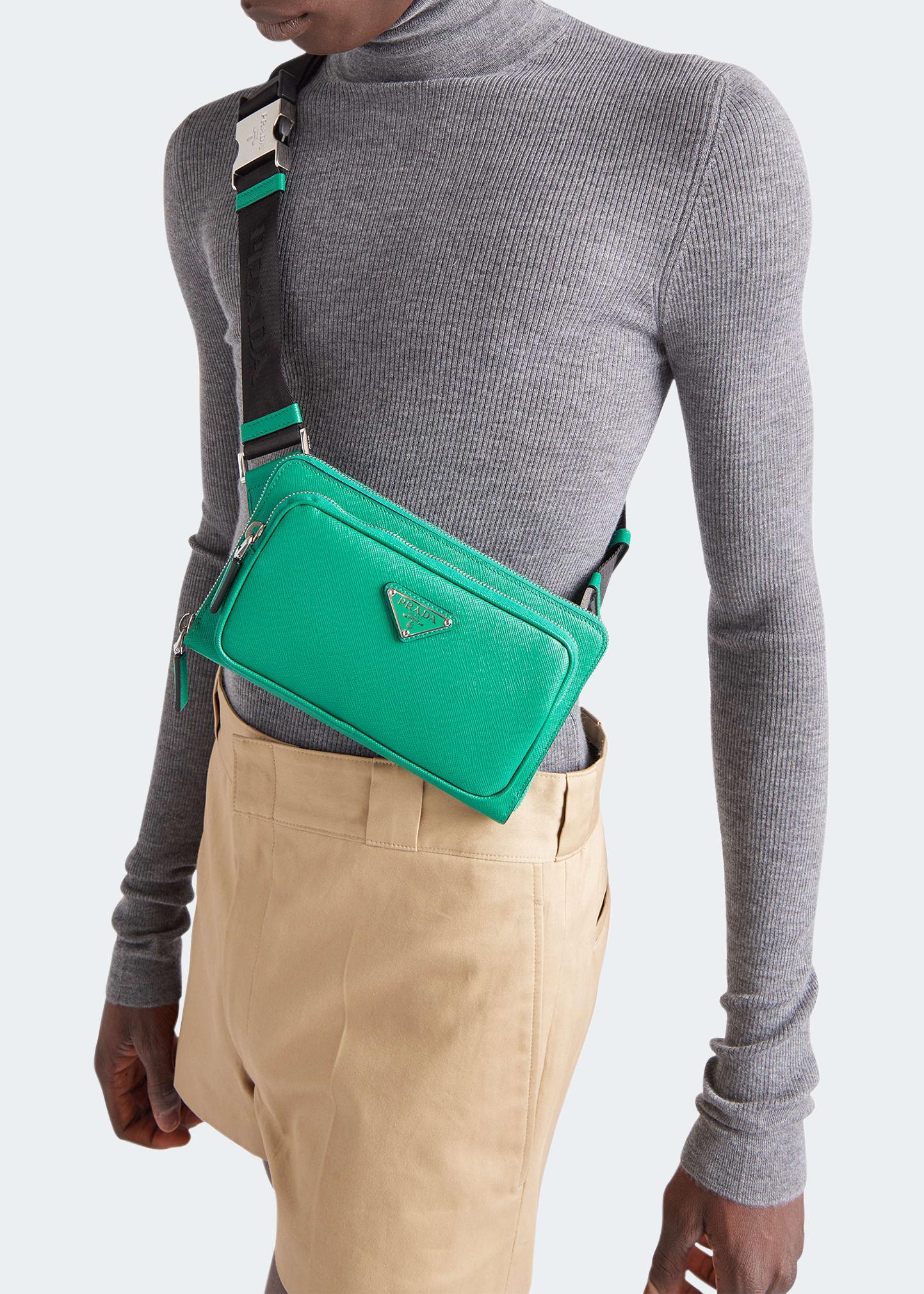 Prada Saffiano Belt Bag in Green for Men | Lyst
