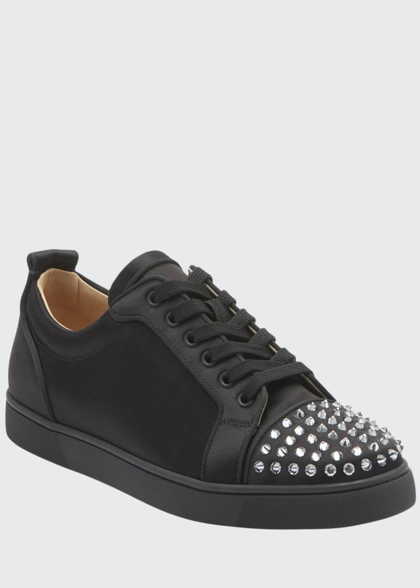 Christian Louboutin Leather Men&#39;s Louis Junior Spikes Red Sole Sneakers in Black for Men - Lyst