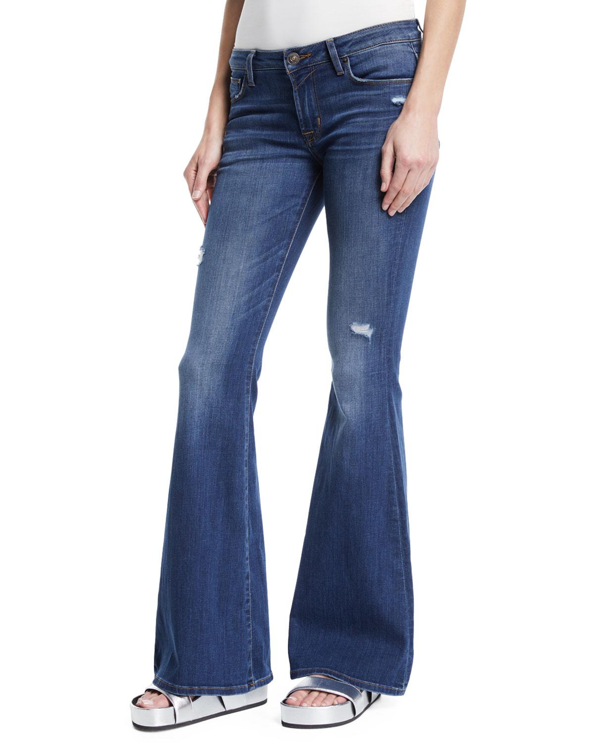low rise flare leg jeans