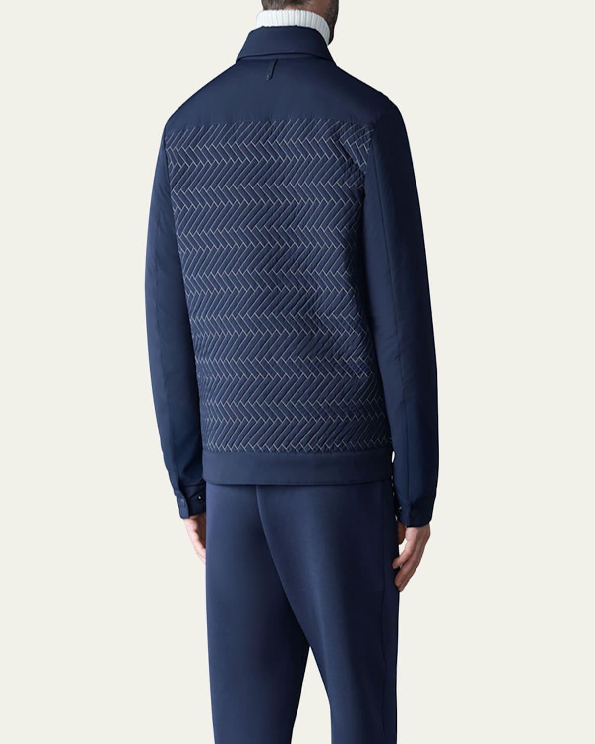 Mackage Maxwell Chevron Quilted Down Shirt Jacket in Blue for Men