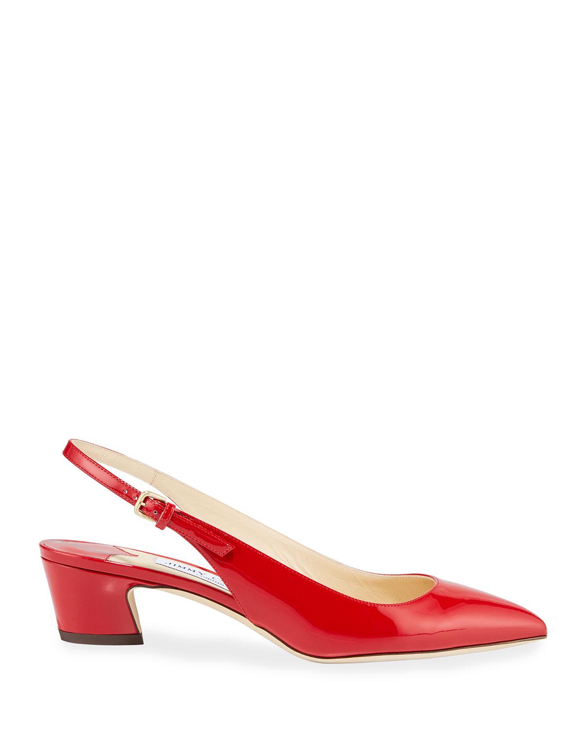 red low heel slingback shoes