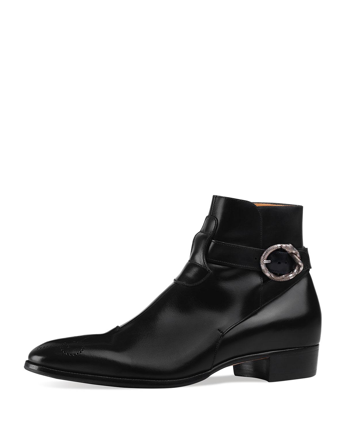 Gucci Leather Ankle Boot With Kingsnake 