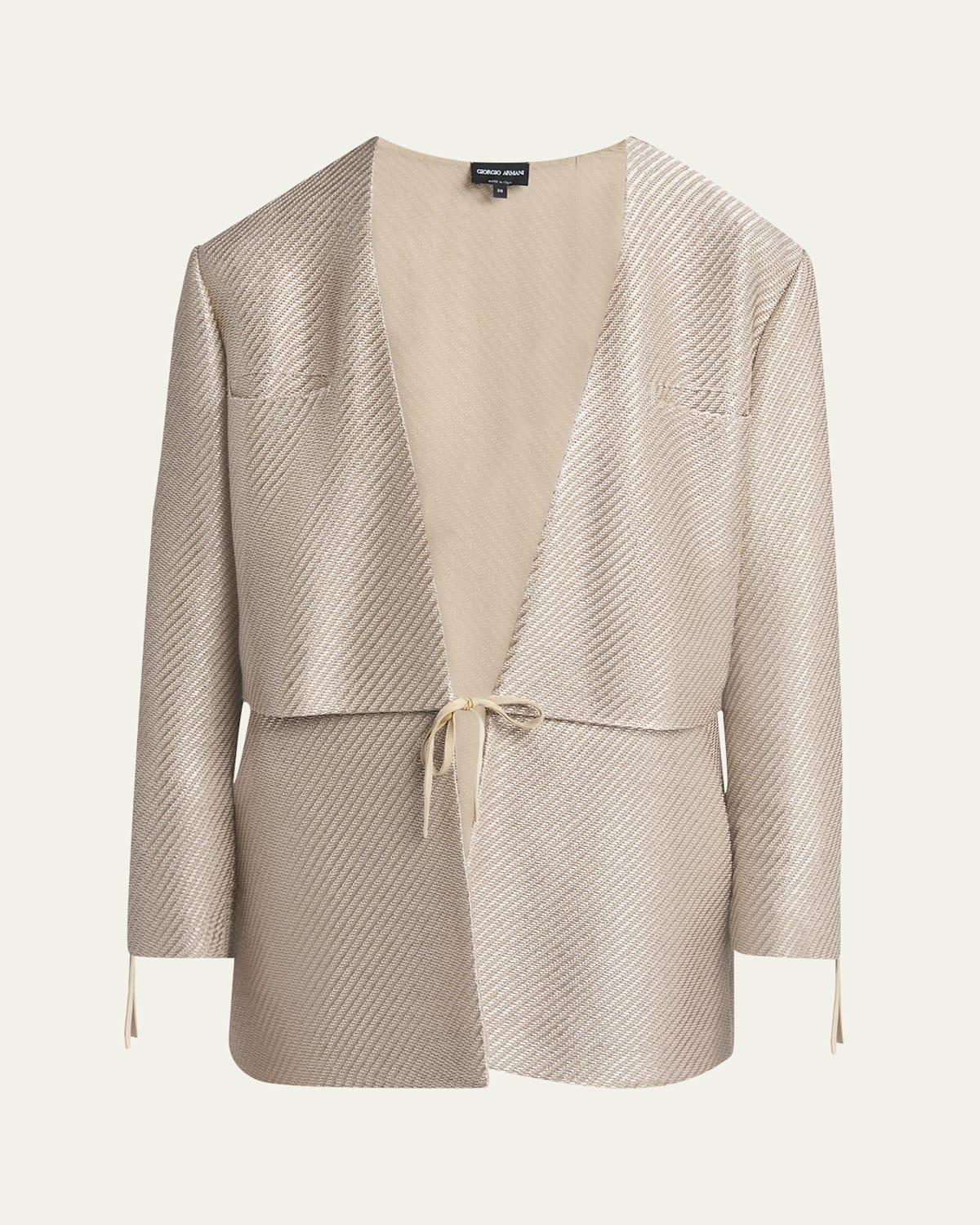 ジャケット GIORGIO ARMANI GIACCA JERSEY JACQUARD Giorgio Armani Shiny Raffia Jersey Jacquard Tie Jacket in