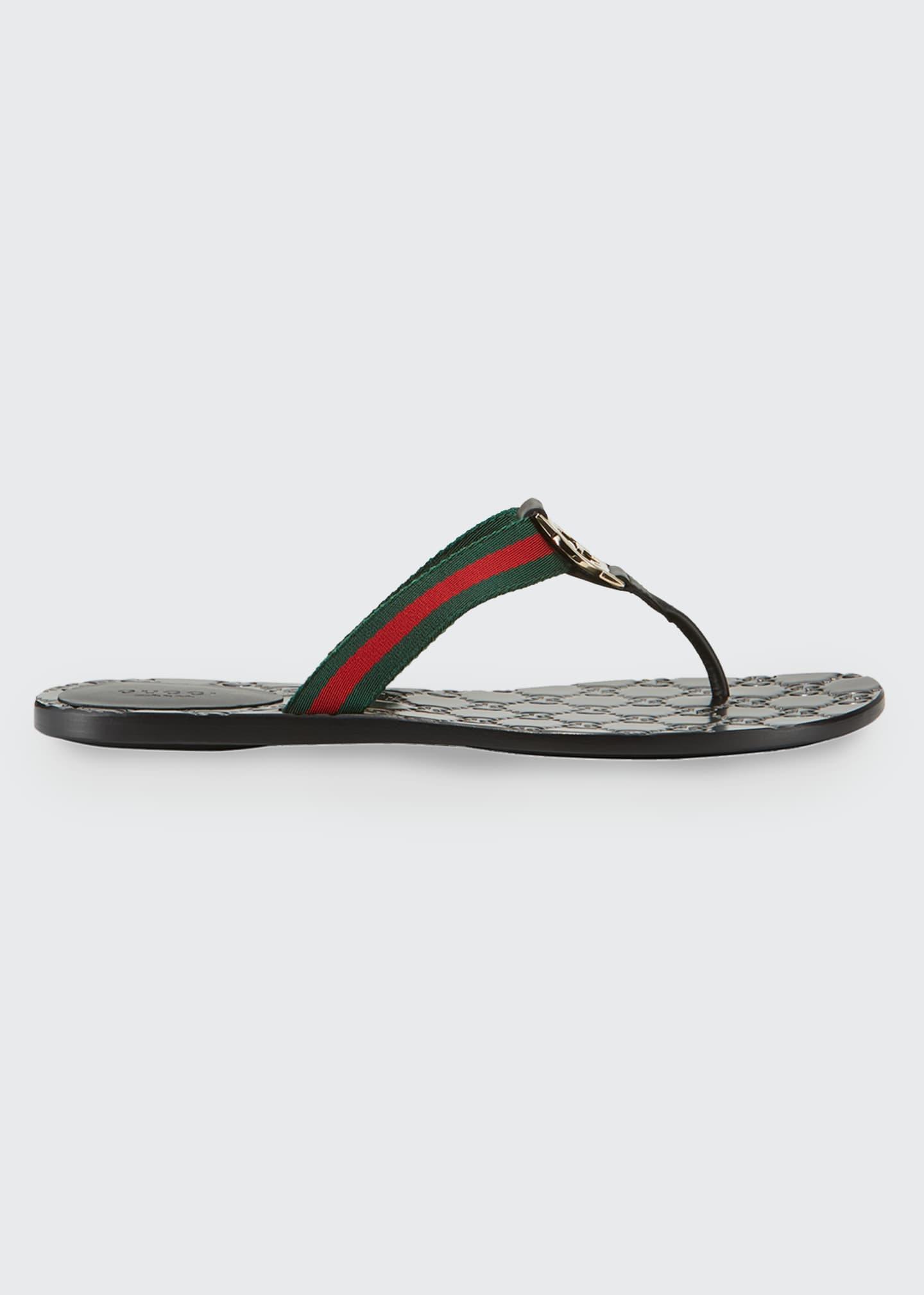 Gucci Kika GG Web Flip Flop in Green/Red/Black