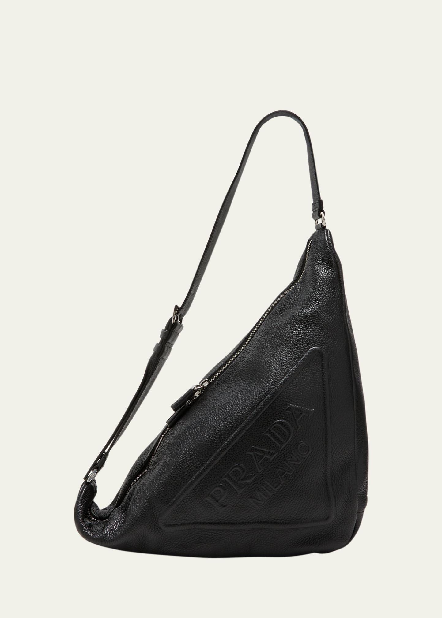 Prada black Leather Triangle Brique Top-Handle Bag
