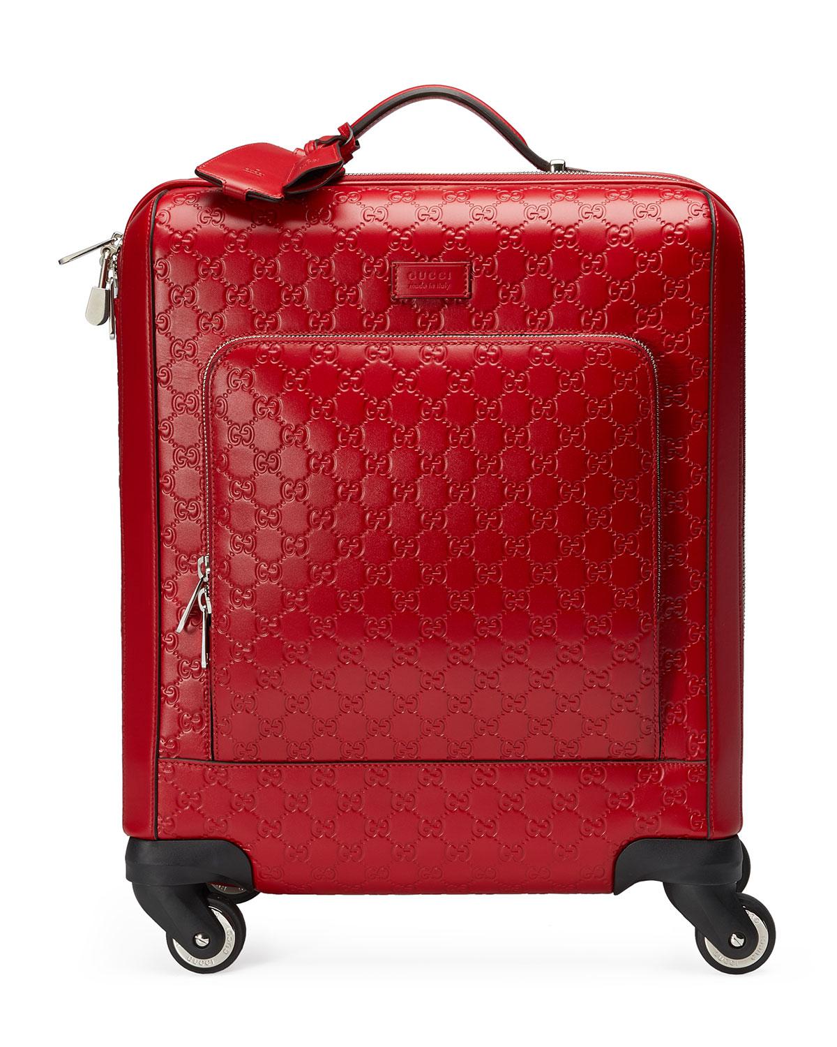 Gucci Leather Gg Signature Carryon Trolley in Red Lyst