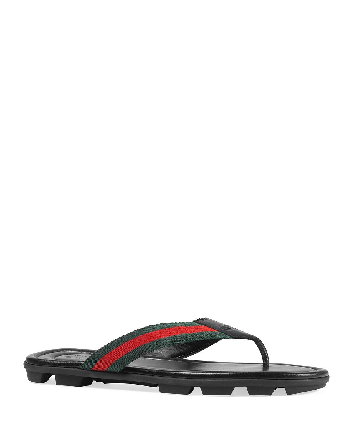 gucci flip flops green and red