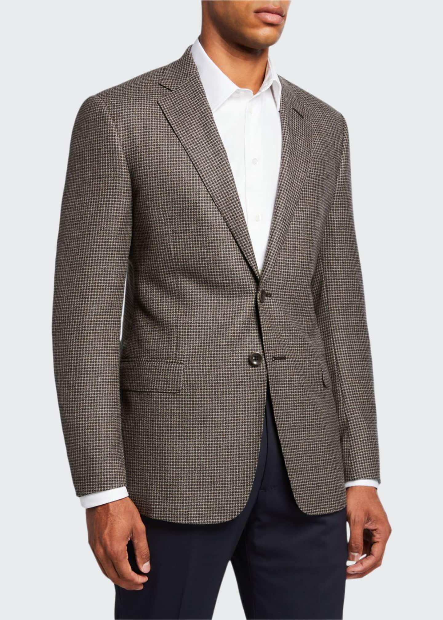 Giorgio Armani Men's Mini-check Wool Two-button Sport Coat, Brown for ...