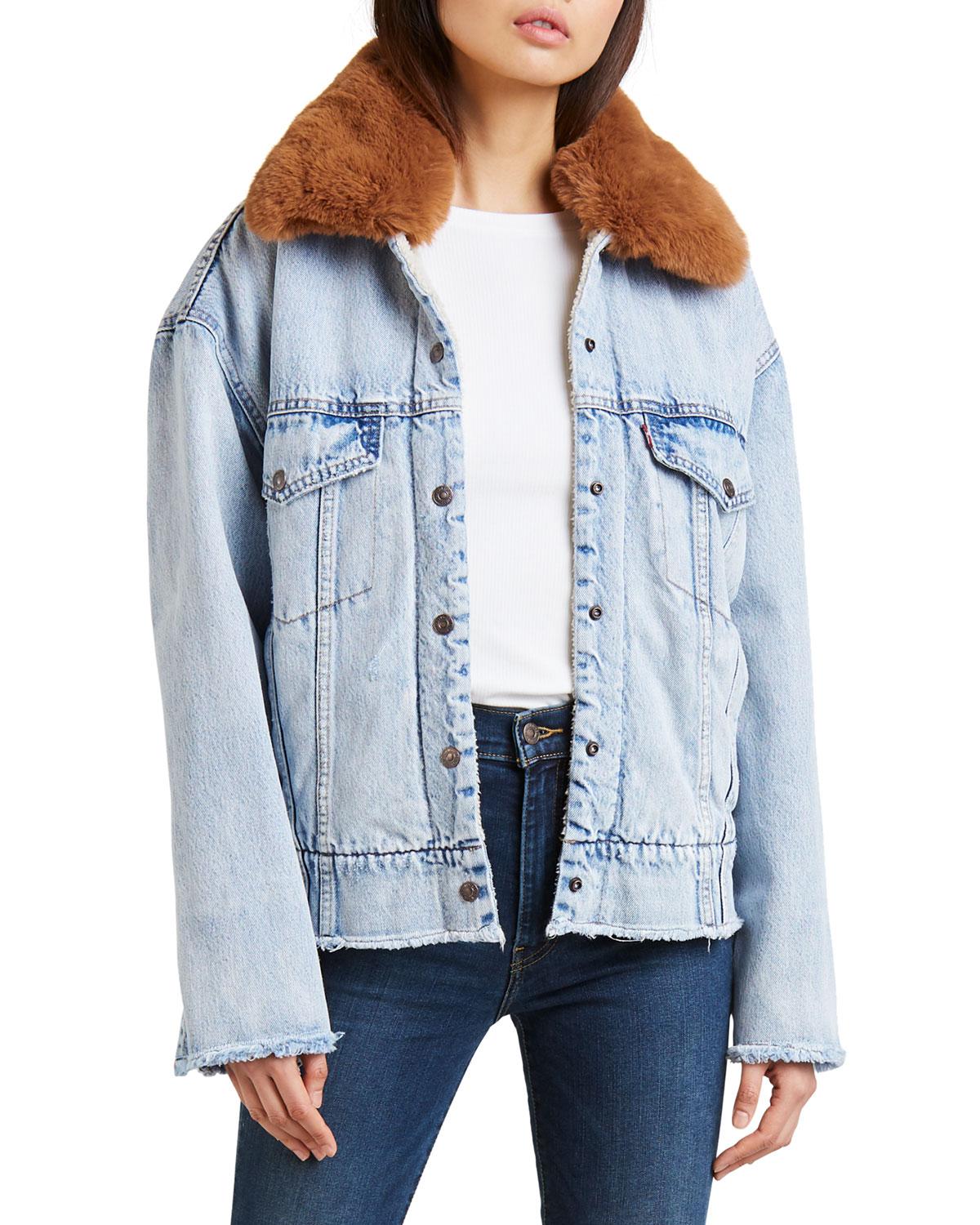 levis denim jacket wool collar