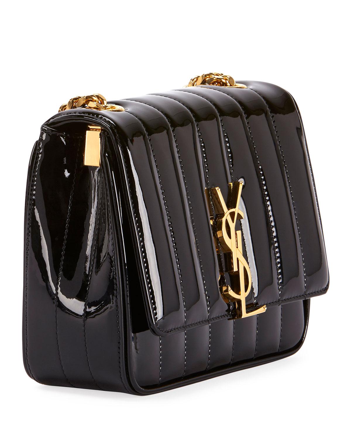 Saint Laurent Vicky Monogram Ysl Small Quilted Patent Leather Crossbody Bag in Black - Lyst
