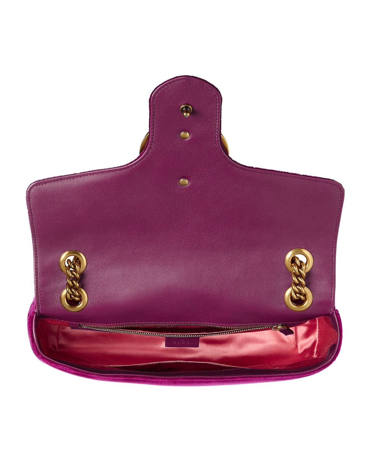 Gucci Velvet Gg Marmont 2.0 Small Loved Shoulder Bag in Fuchsia (Purple) - Lyst