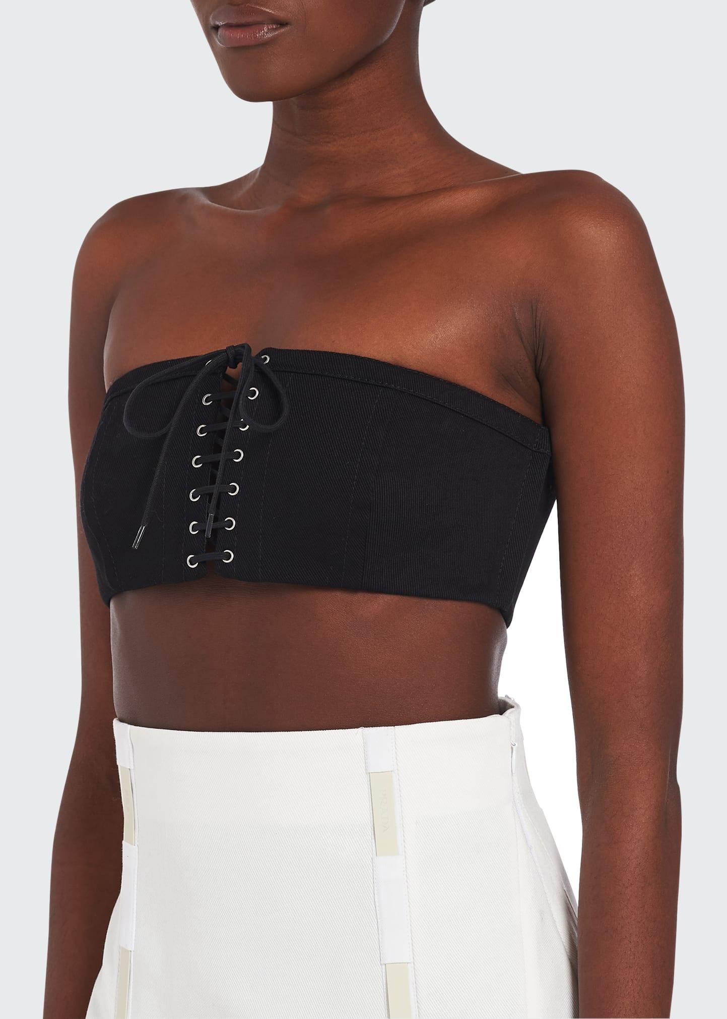 Prada Lace-up Bandeau Top in White | Lyst