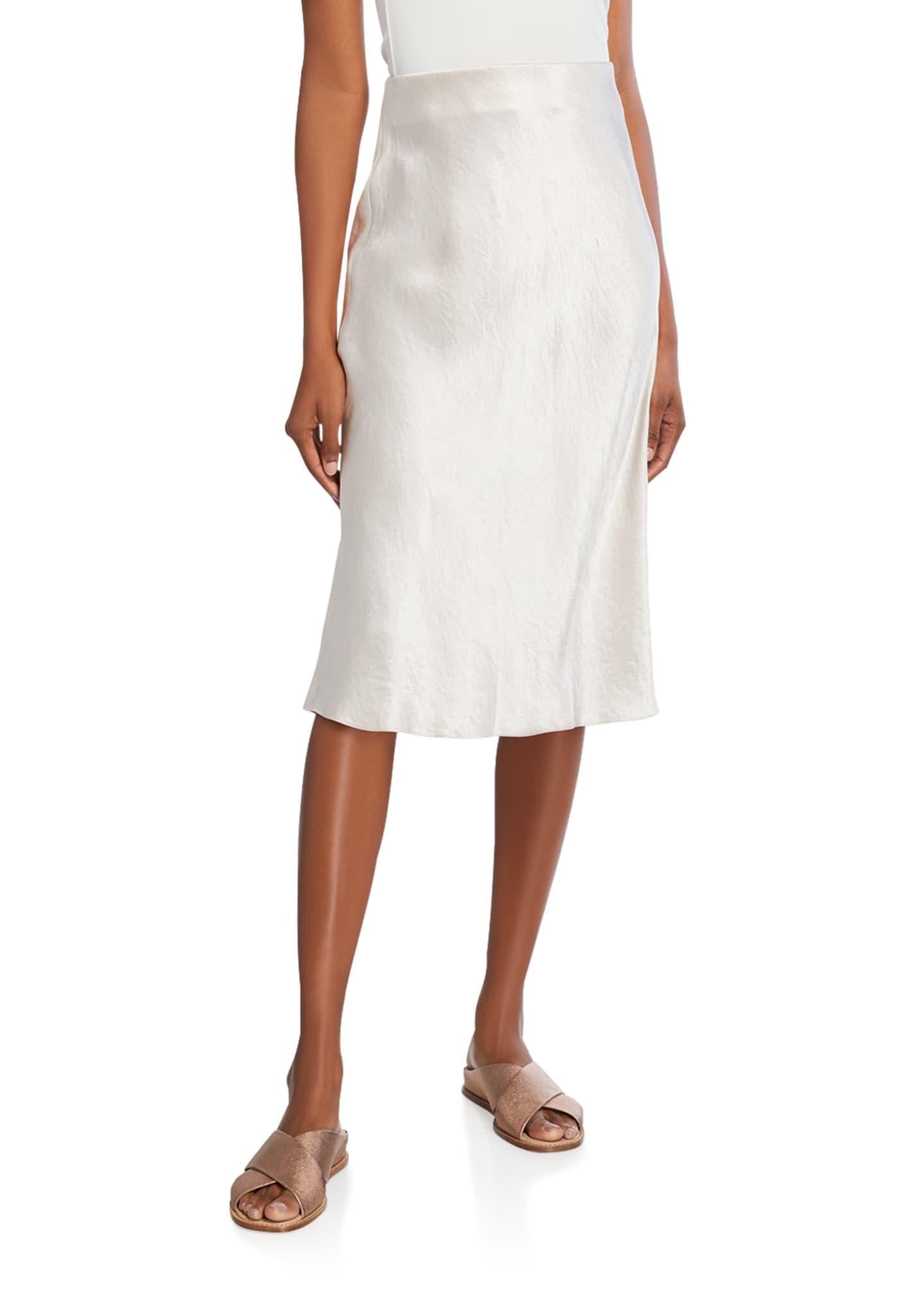 Vince Satin Slip Midi Skirt in Black Lyst