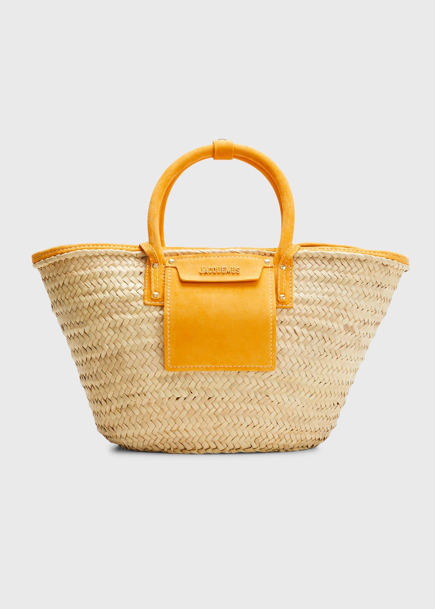Jacquemus Le Panier Soleil Basket Bag With Suede Trim in Orange | Lyst