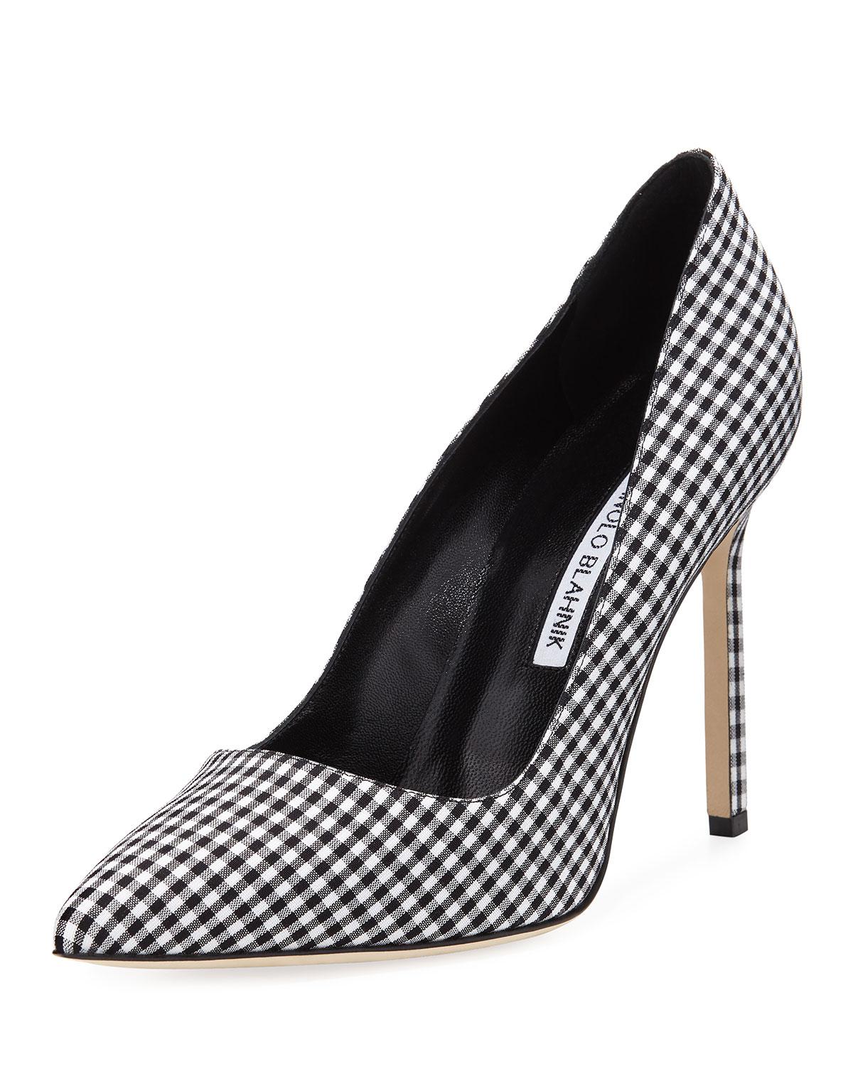 black and white checkered pumps