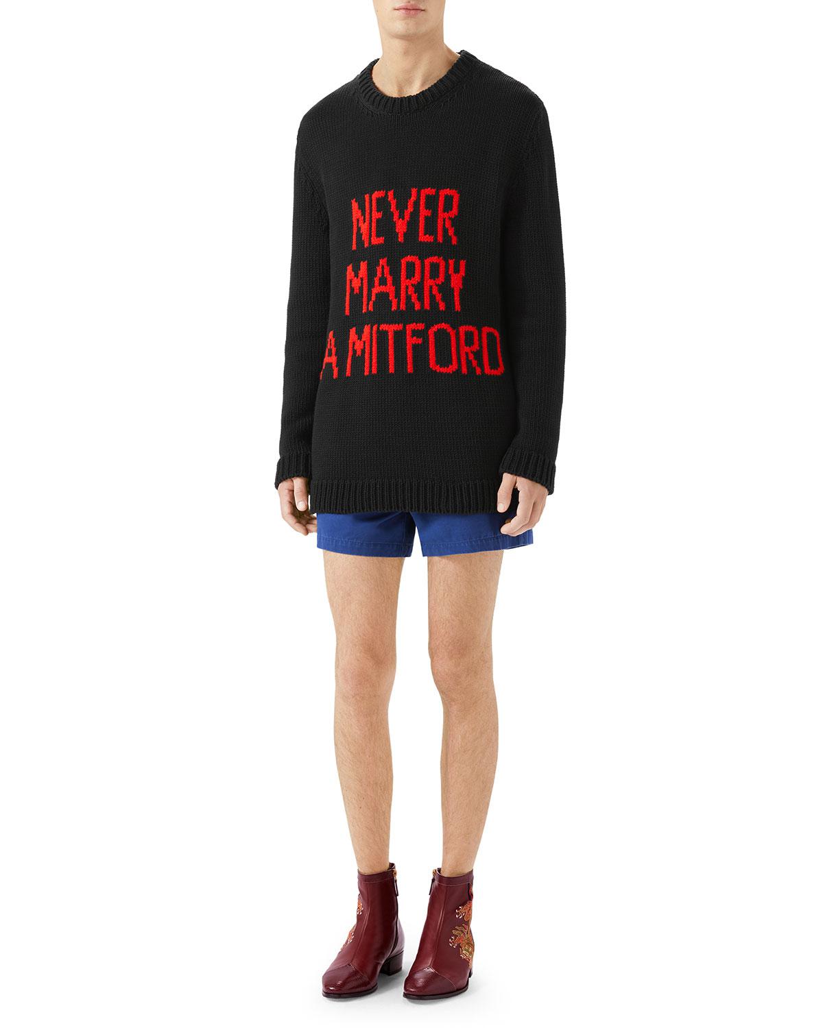 Gucci Never Marry A Mitford Cotton Sweater in Black for Men Lyst