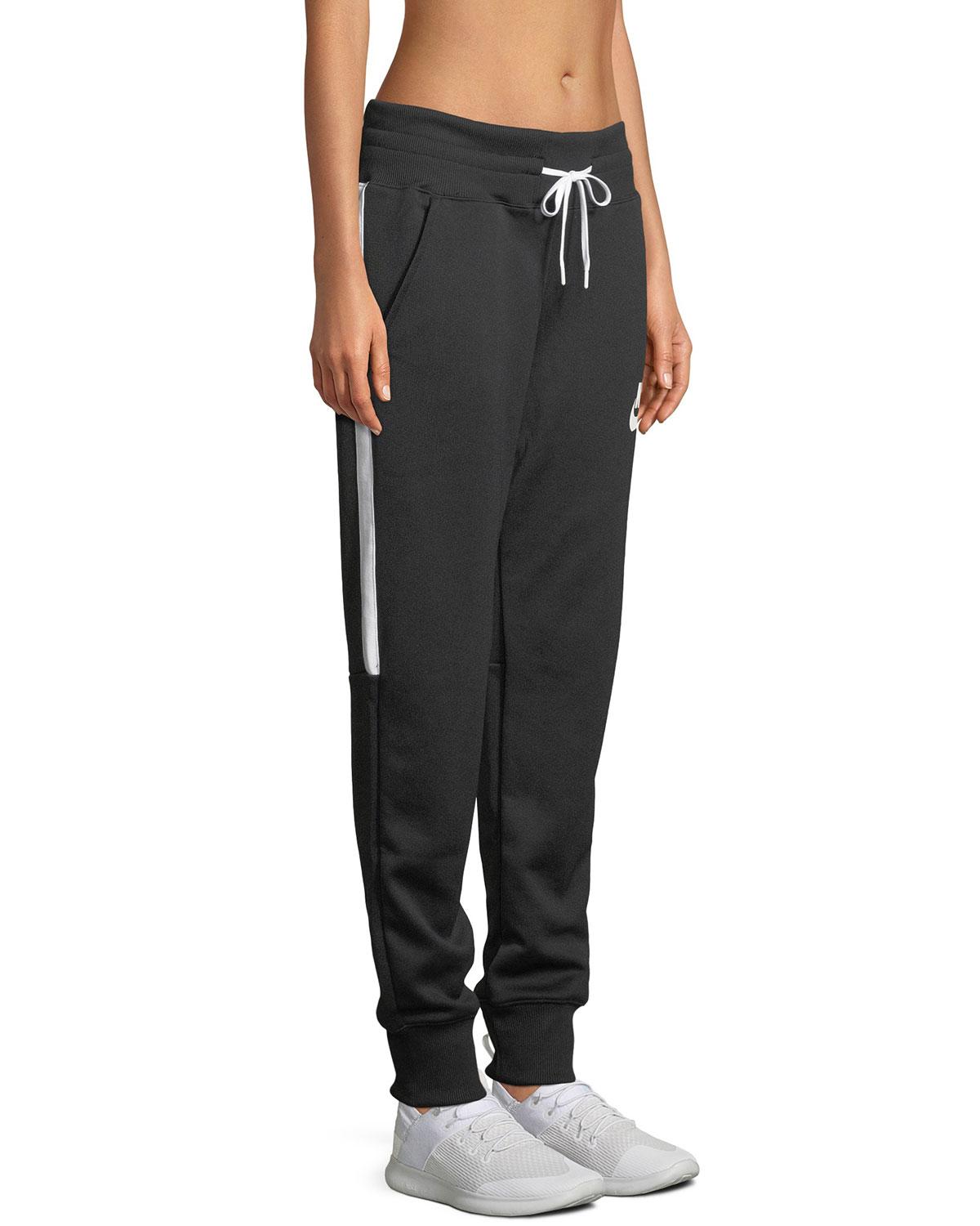 black joggers with white stripe