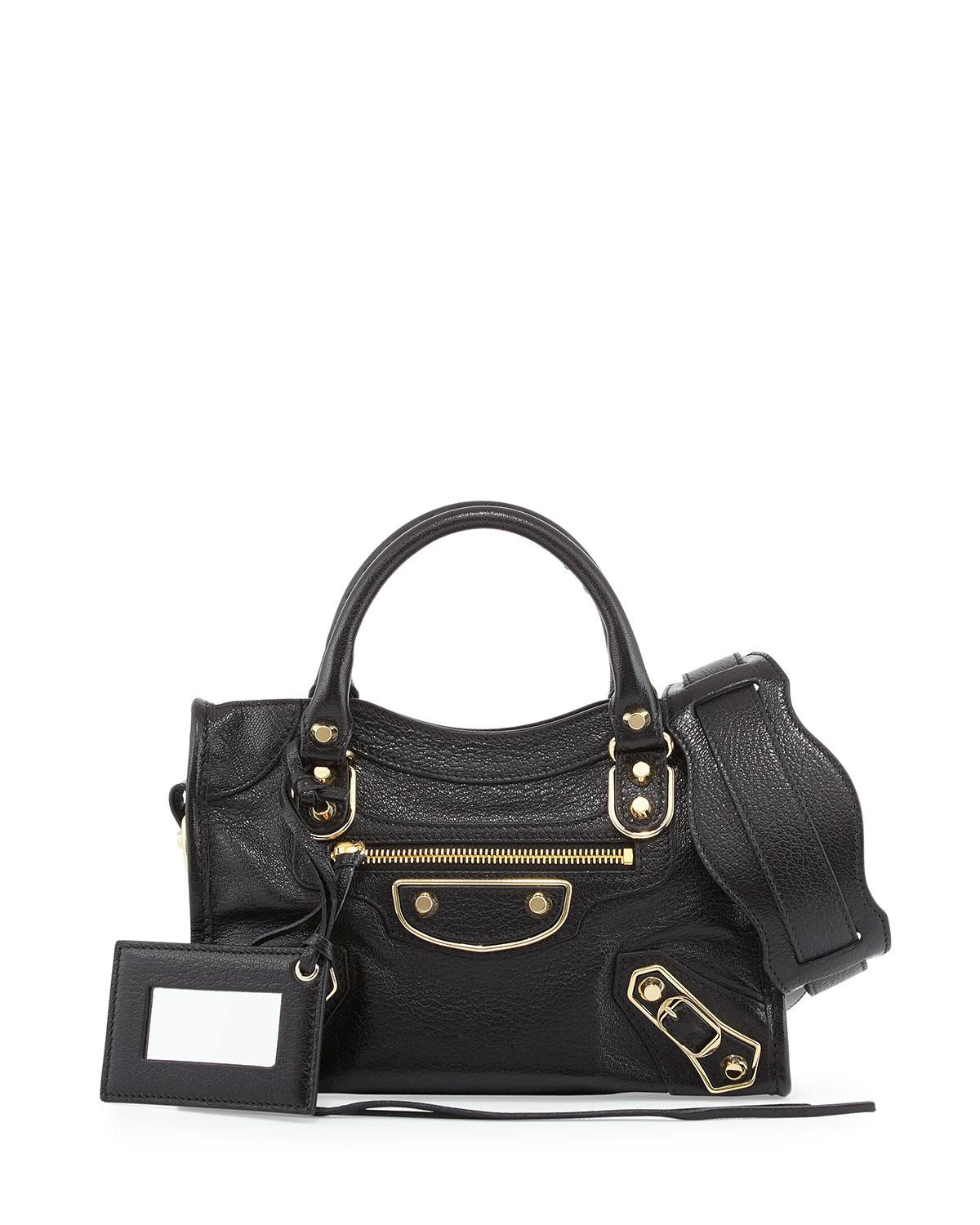 Balenciaga Leather Metallic Edge City Mini Bag, Black - Lyst