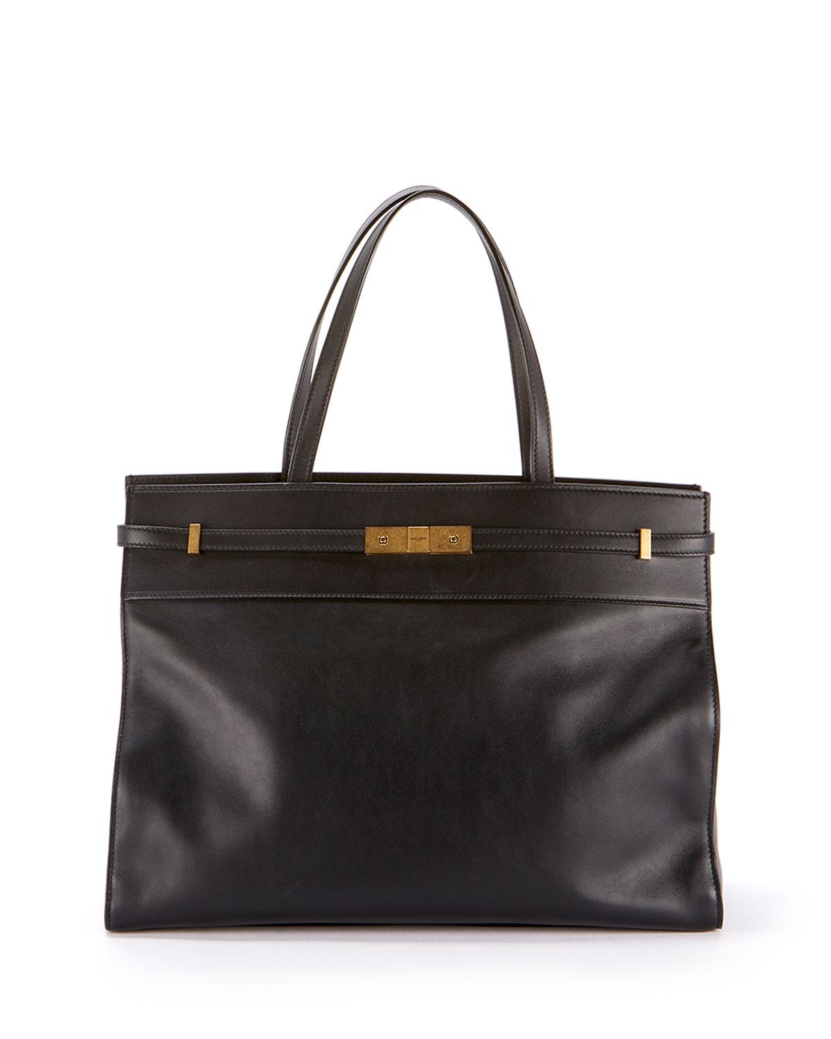 Saint Laurent Manhattan Medium Smooth Leather Tote Bag in Black - Lyst