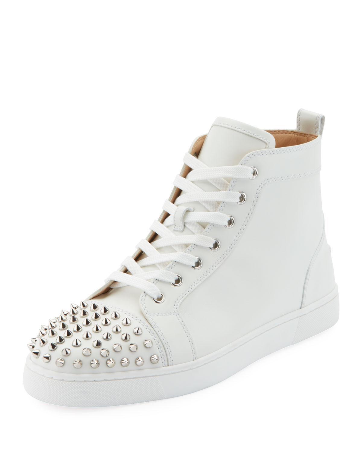 Christian Louboutin Leather Men's Lou Spikes High-top Sneakers in White ...