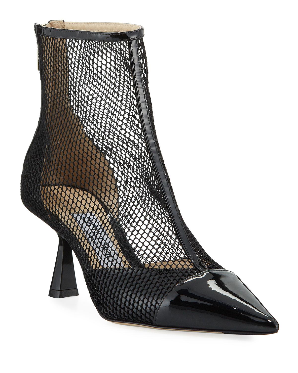Lyst Jimmy Choo Kix Mesh & Patent Leather Booties in Black