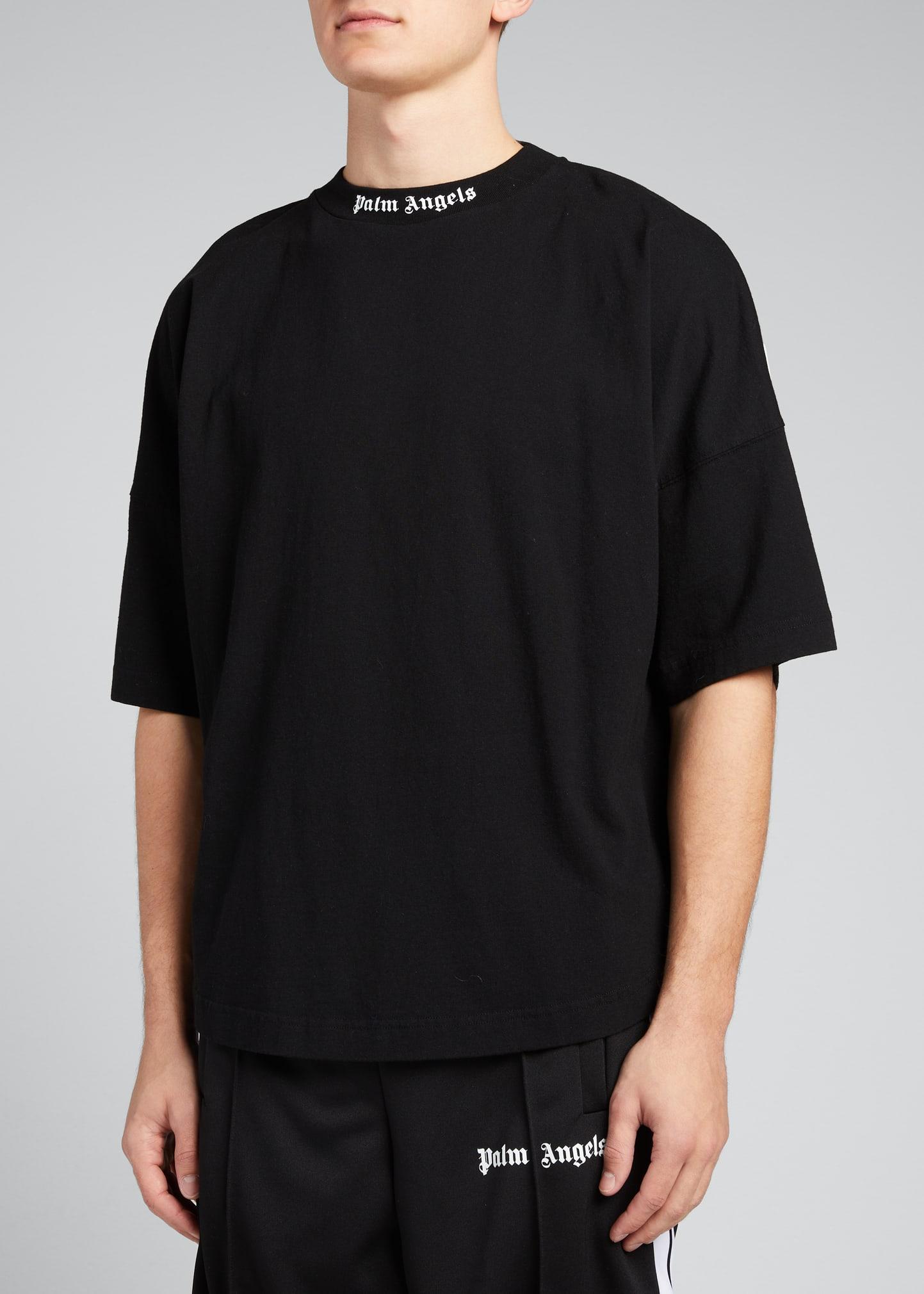 Palm Angels Oversized Mock-neck Logo T-shirt in Black for Men