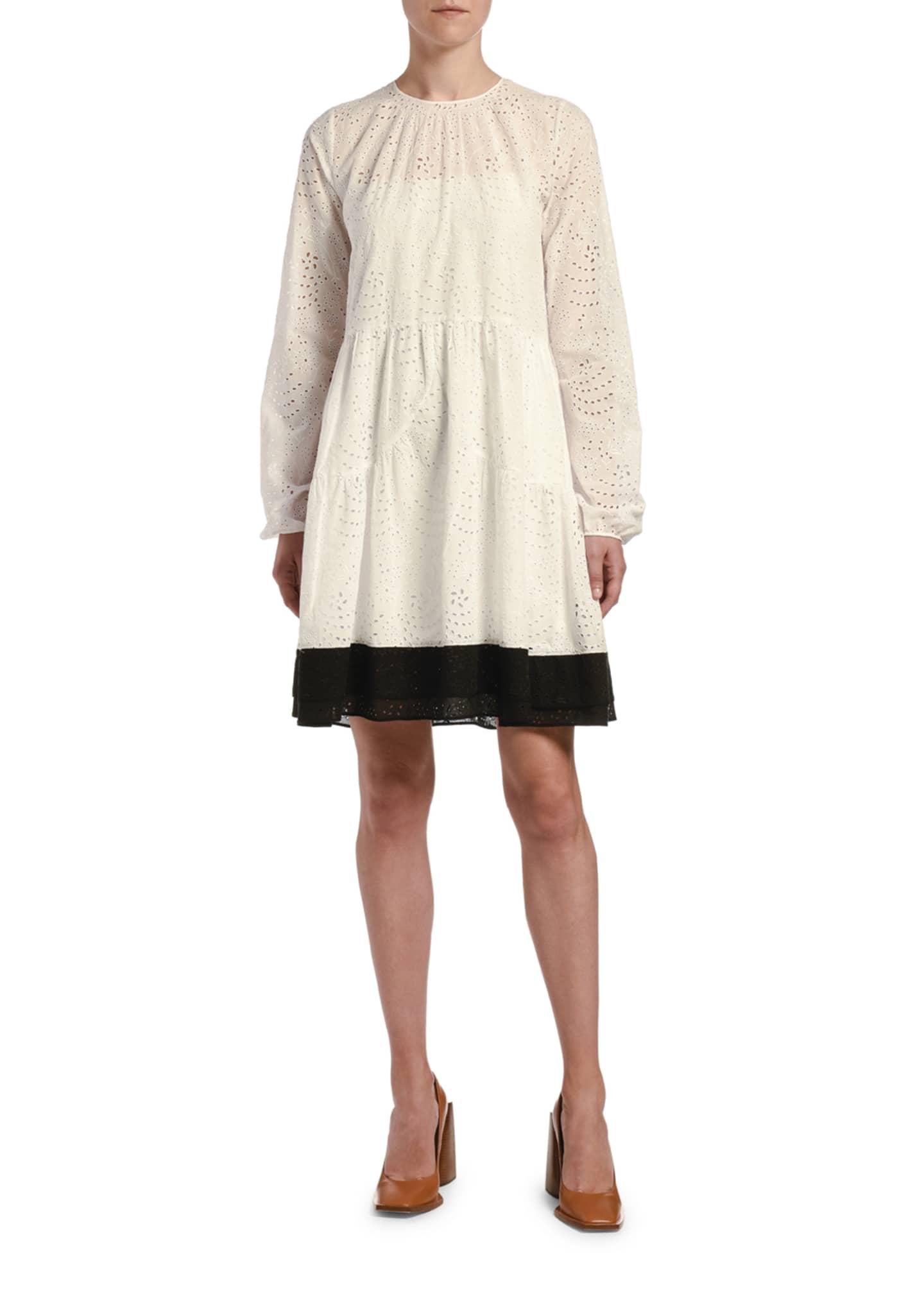 long sleeve eyelet dress