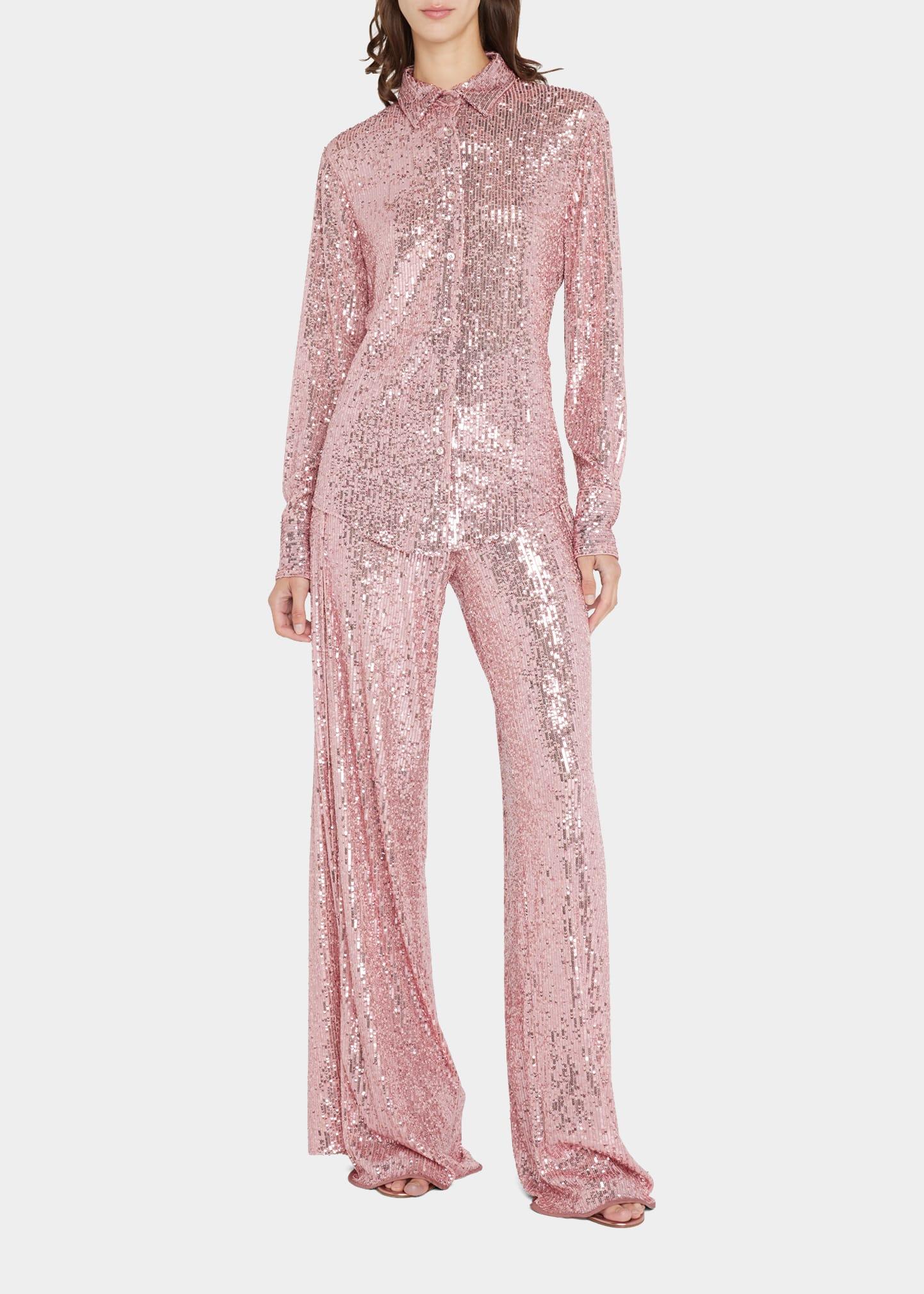 Tom Ford Sequin Wide-leg Pants in Pink | Lyst