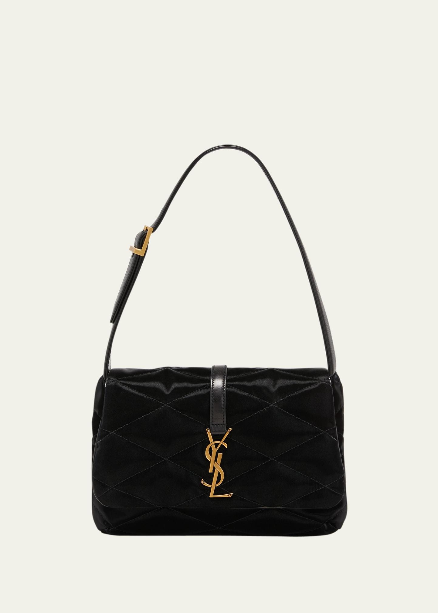 Saint Laurent Le 5a7 Quilted Velvet Shoulder Bag in Black | Lyst