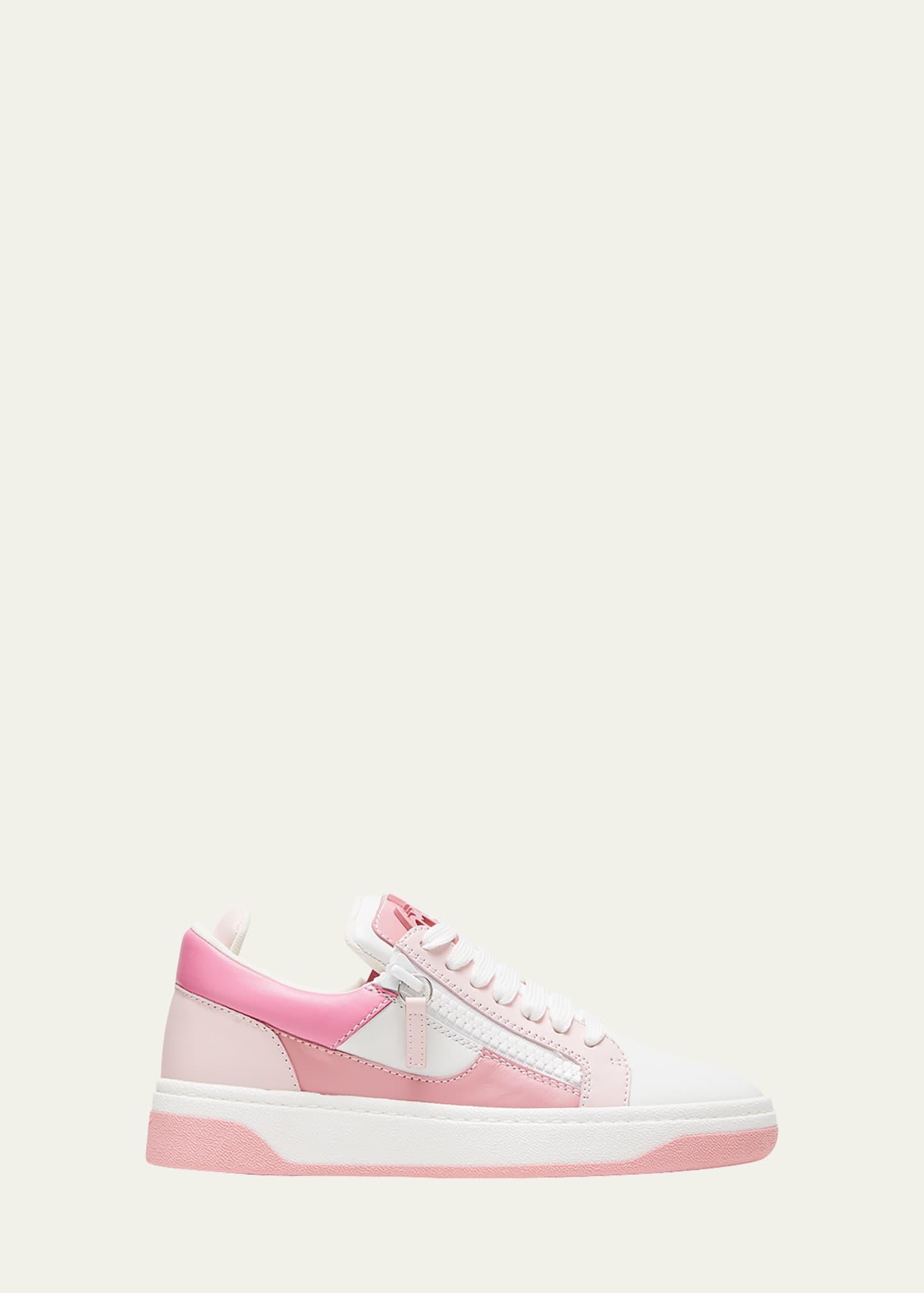 Giuseppe Zanotti Colorblock Dual-zip Mixed Leather Sneakers in Pink | Lyst