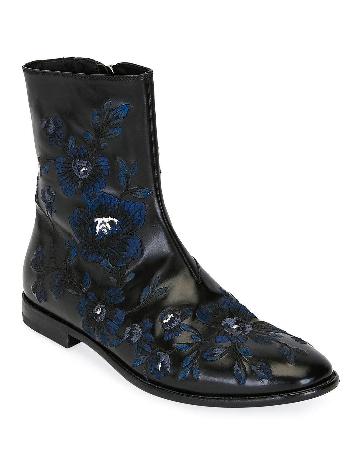 alexander mcqueen embroidered boots