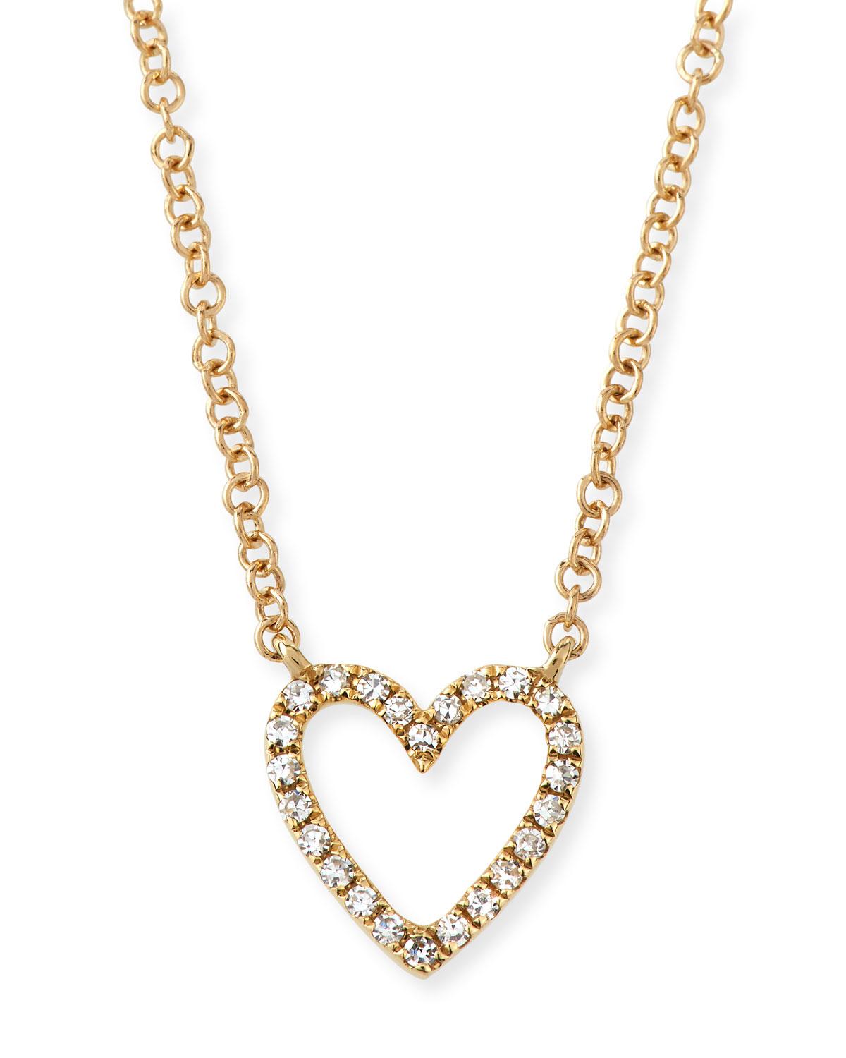 EF Collection 14k Diamond Open Heart Necklace in Gold (Metallic) - Lyst
