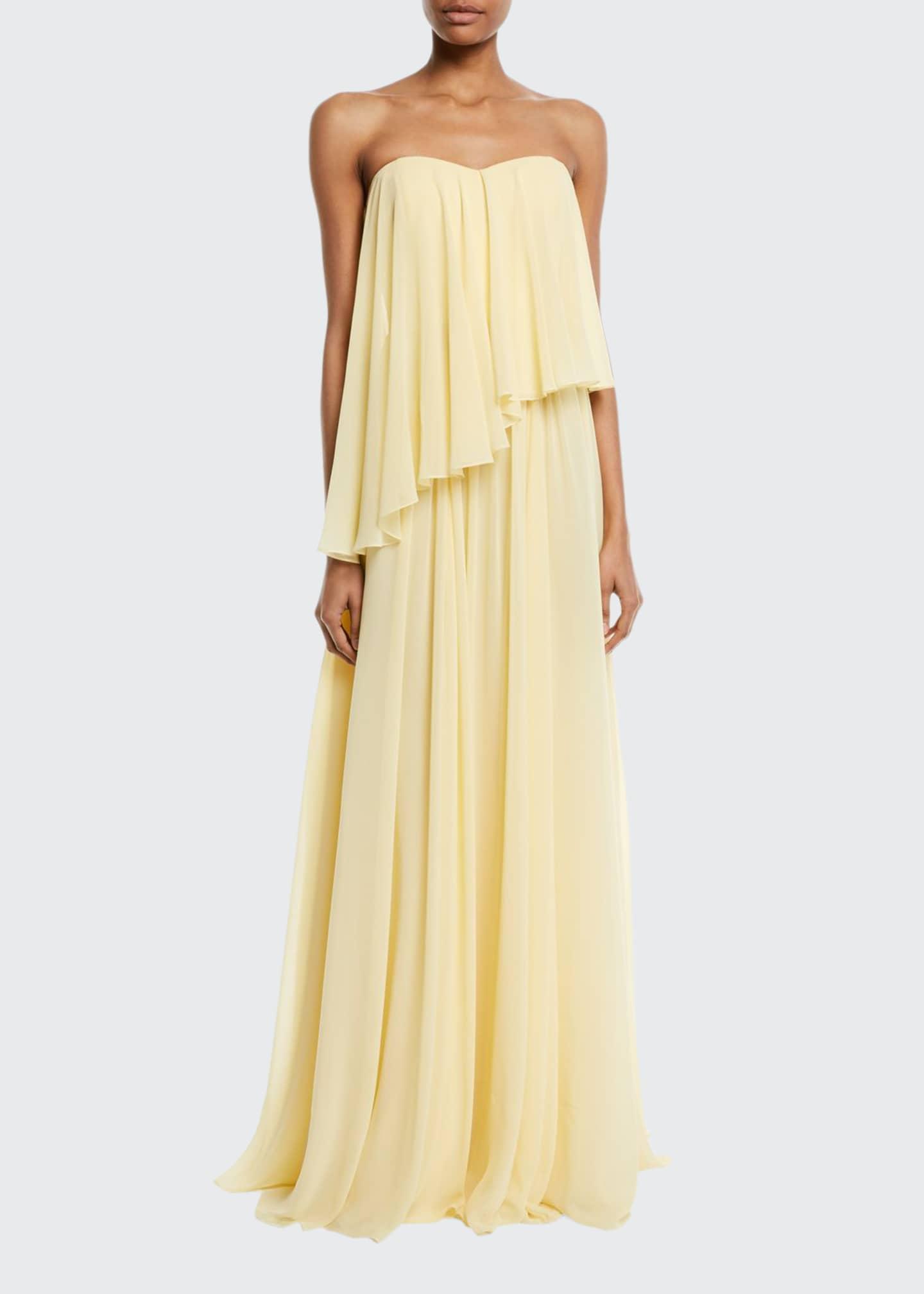 badgley mischka asymmetrical wrap gown